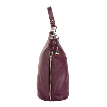 FLORENCE Schultertasche Florence Echtleder Schultertasche Hobo Bag (Schultertasche), Damen Leder Schultertasche, Shopper, bordeaux, rot ca. 40cm