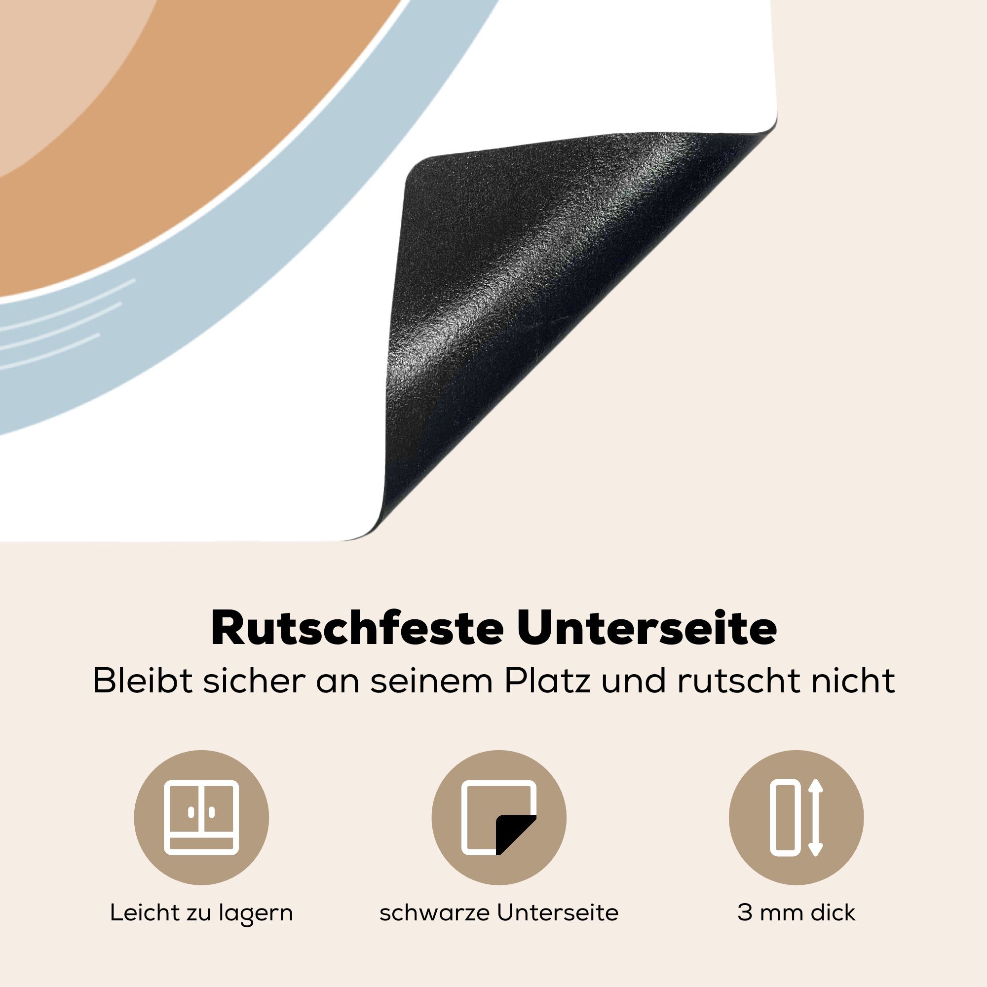 MuchoWow Herdblende-/Abdeckplatte tlg), Rolle Vinyl, Arbeitsplatte (1 mit Ceranfeldabdeckung, für cm, Klebeband, 78x78 weißem küche