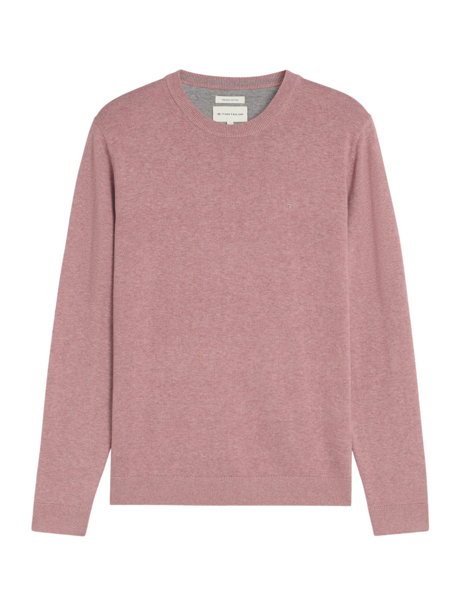 TOM TAILOR Strickpullover H rosa,Basic,Baumwolle,Meliert,Rundhals,Lang,Regular Fit
