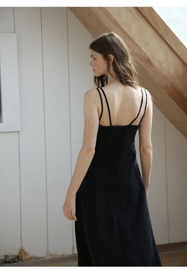 RUZU UG Dirndl Midikleid Sommer Sexy Strapskleid Langes Doppelträgerkleid für Damen