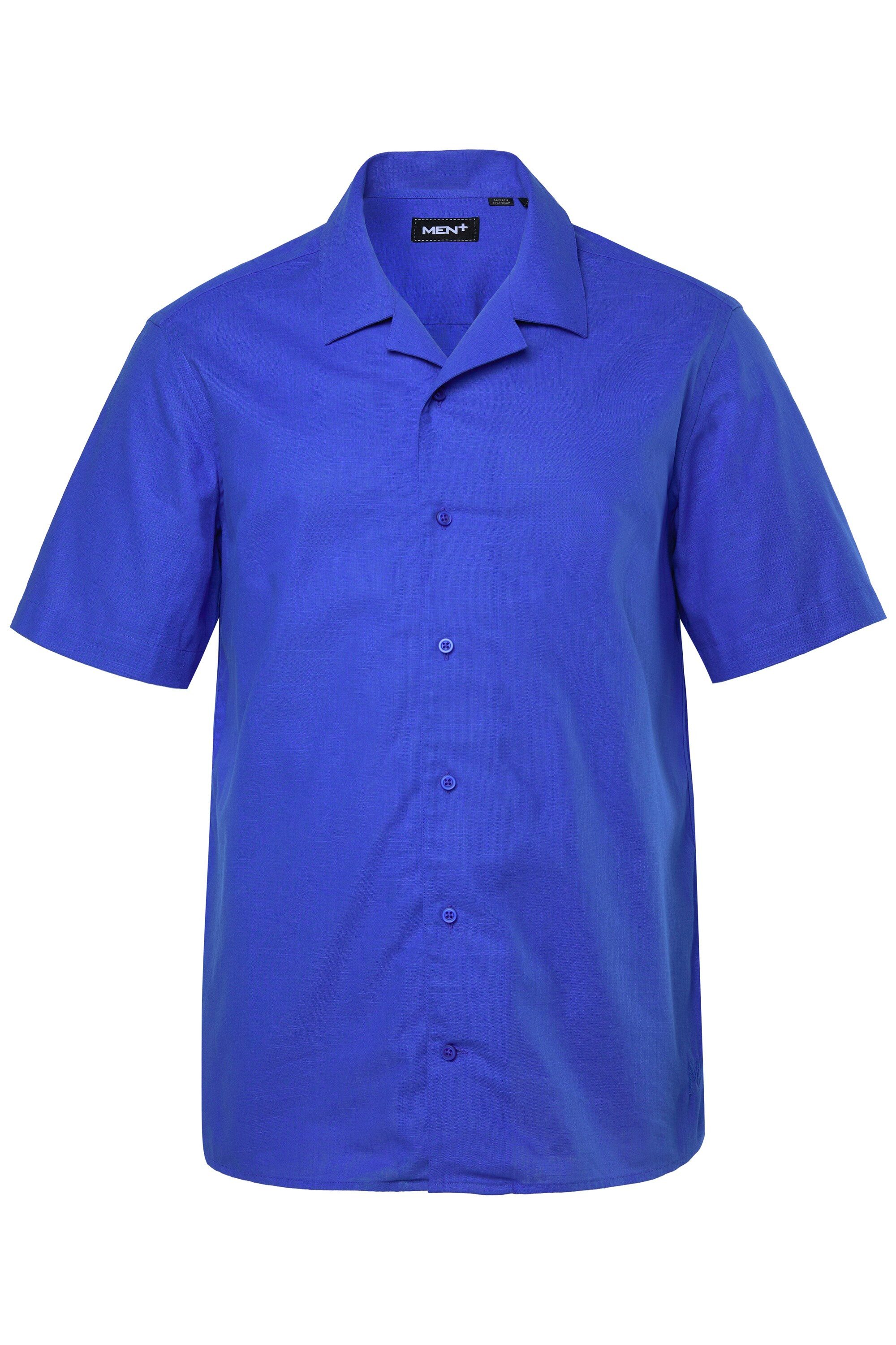 Men Plus Kurzarmhemd Leinenoptik-Hemd Halbarm Cubakragen Cuba Fit