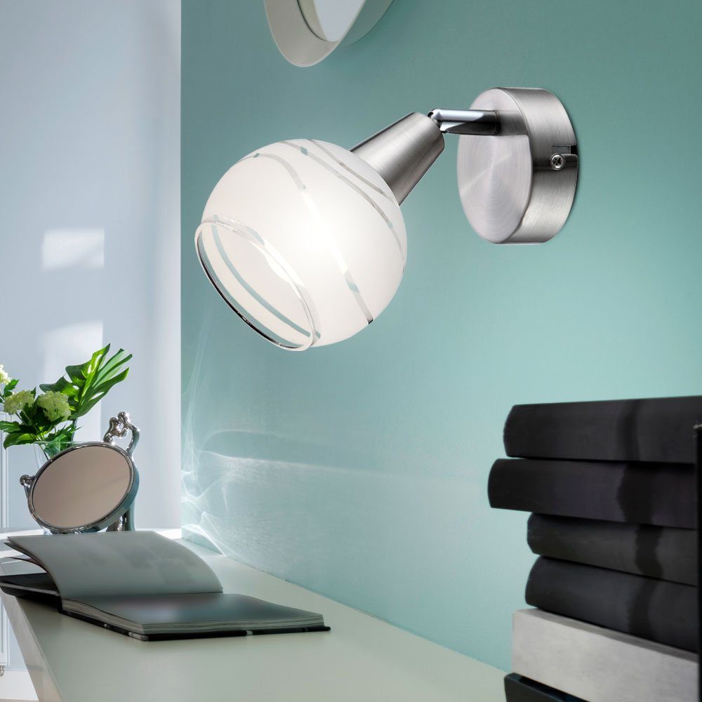Wand Spot LED LED inklusive, Lampe Wohn Licht Zimmer Strahler Wandleuchte, Warmweiß, etc-shop Nacht Schlaf Leuchtmittel Lese Glas