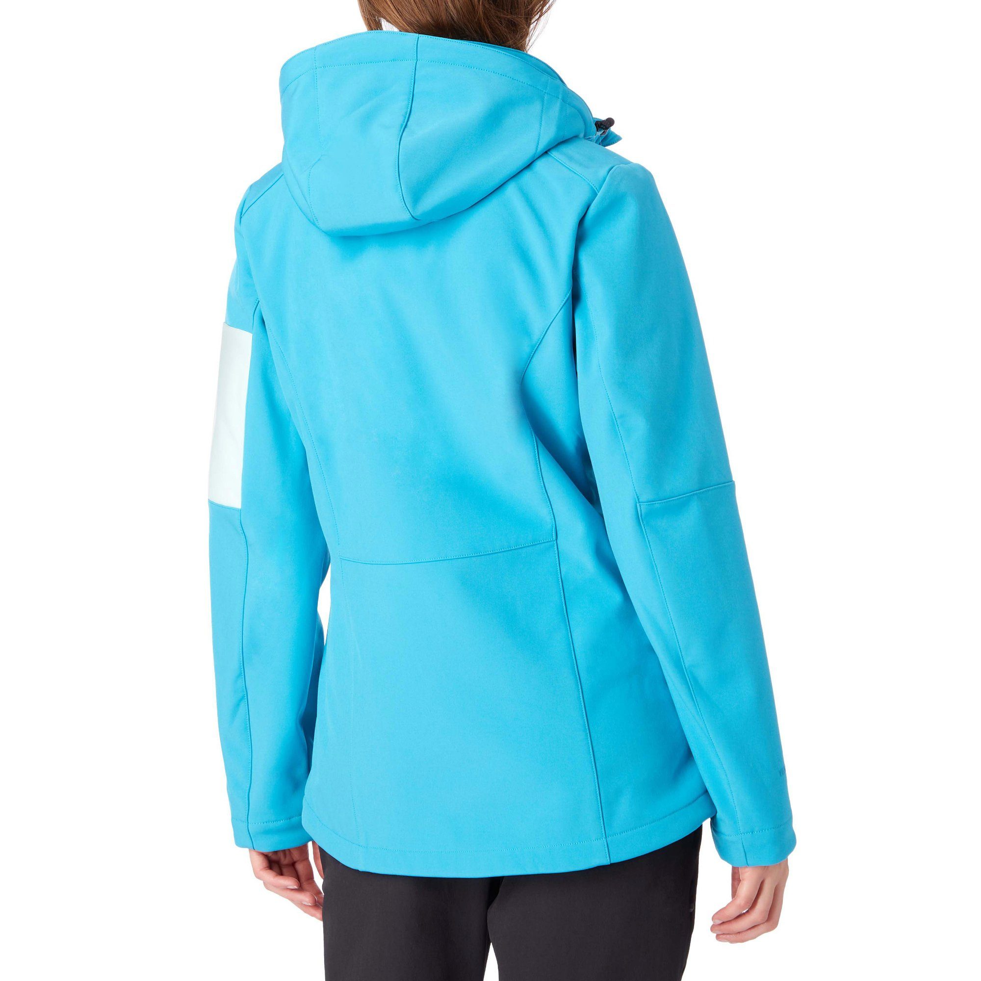 McKINLEY Softshelljacke Kadino wms - Damen Softshelljacke mit Kapuze - hellblau/orange