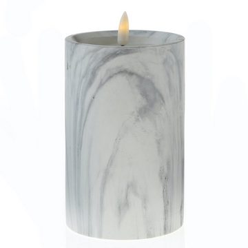 MARELIDA LED-Kerze LED Kerze in Marmoroptik Zement Wachs flackernd Timer H: 16cm grau (1-tlg)
