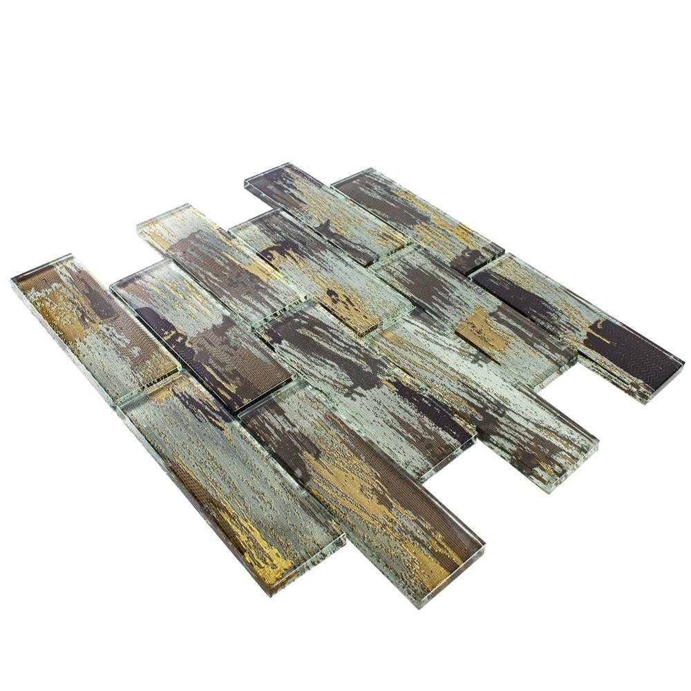Mosafil Mosaikfliesen Glasmosaik Fliesen Troja, Glas 30.000x30.000, gold, Verlegefertig auf ein Netz geklebt - Wasserfest