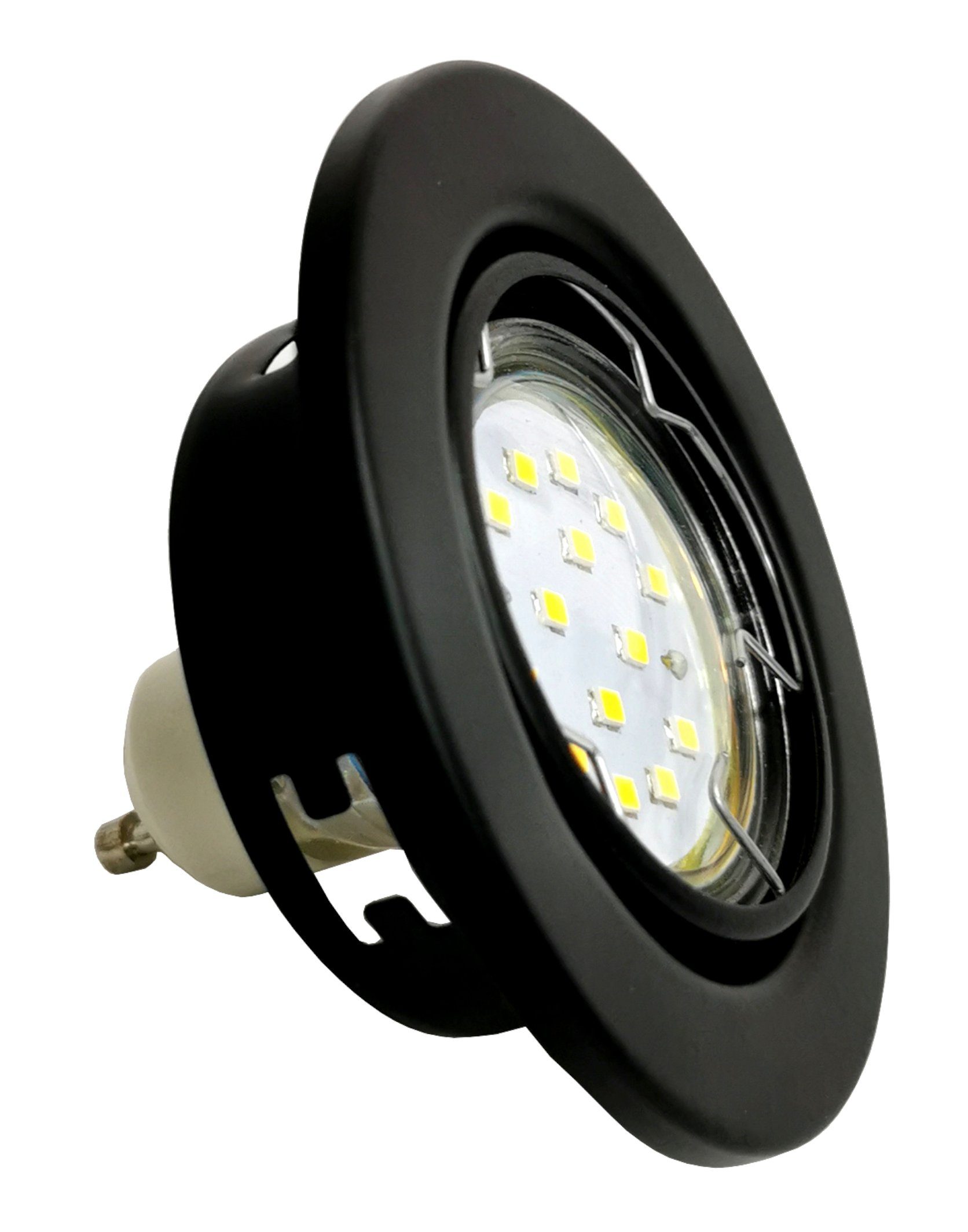 TRANGO LED Einbauleuchte, 6er Set 6729-065-5WAK IP23 LED Einbaustrahler in Schwarz matt inkl. 6x 5 Watt GU10 LED Leuchtmittel 3000K warmweiß & GU10 Fassung, Badleuchte, Deckenleuchte, Deckenstrahler