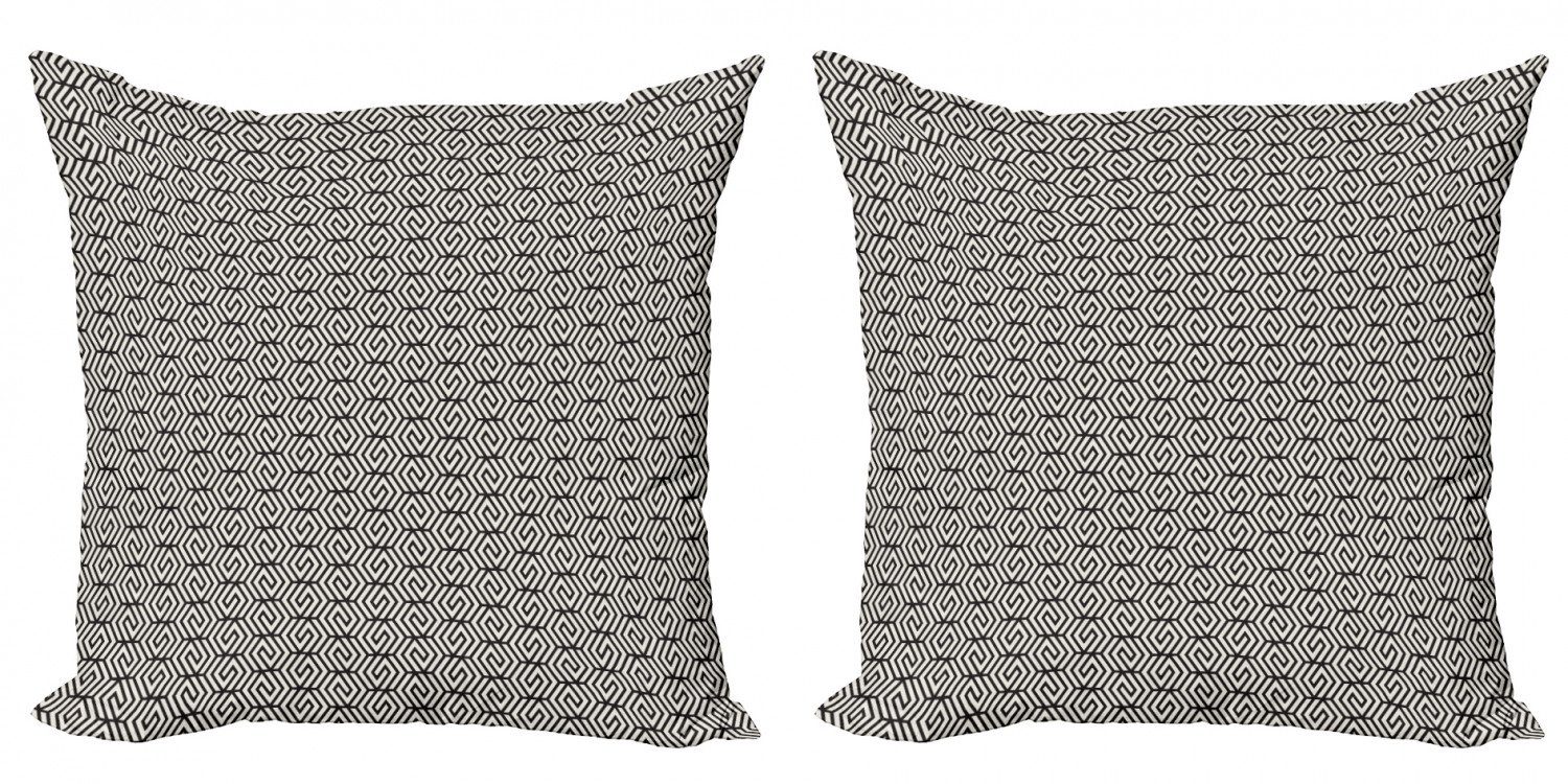 Kissenbezüge Modern Accent Doppelseitiger Digitaldruck, Abakuhaus (2 Stück), Gitter Verdrillten Leitungen in Hexagons
