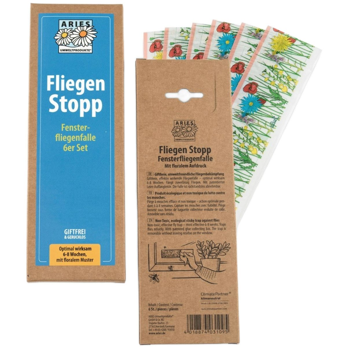 Aries Klebefalle ARIES Fliegen Stopp 6er Set
