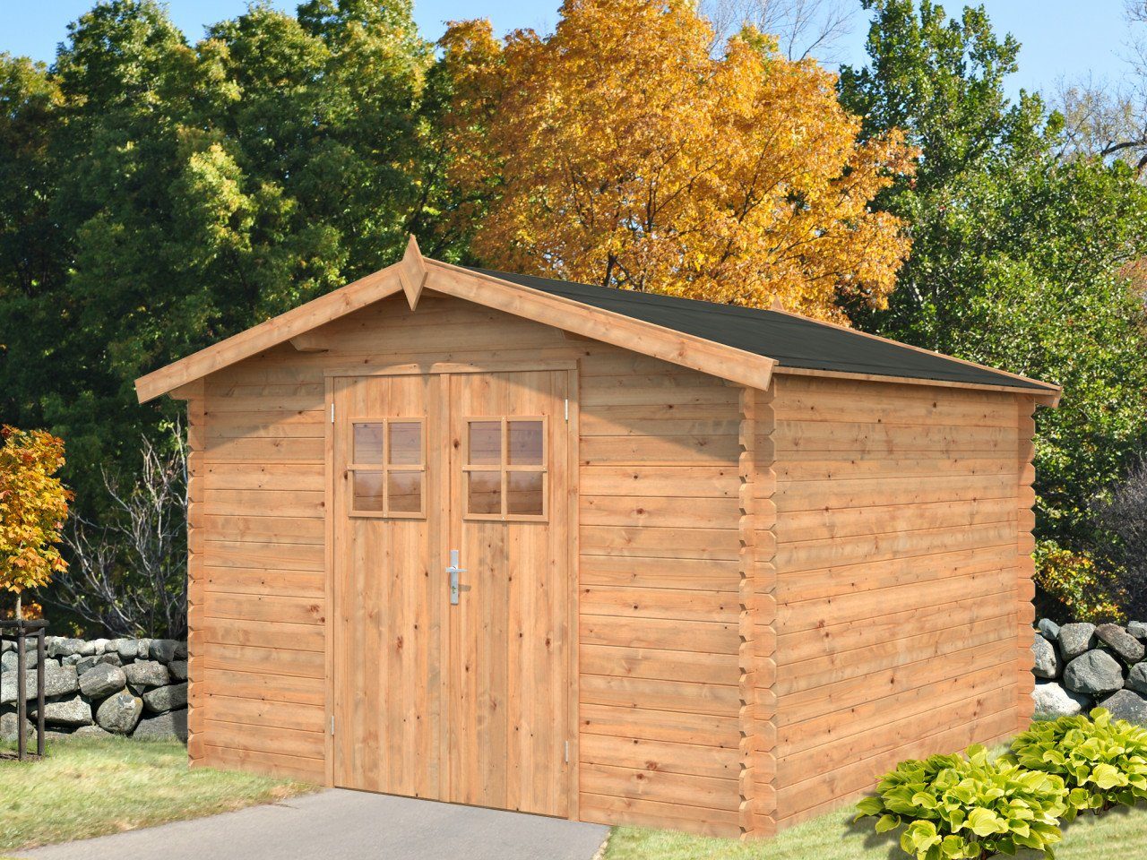 Holzhaus Palmako 295x295 Aktion BxT: farblos Blockbohlenhaus, 13 Gartenhaus cm Gartenhaus