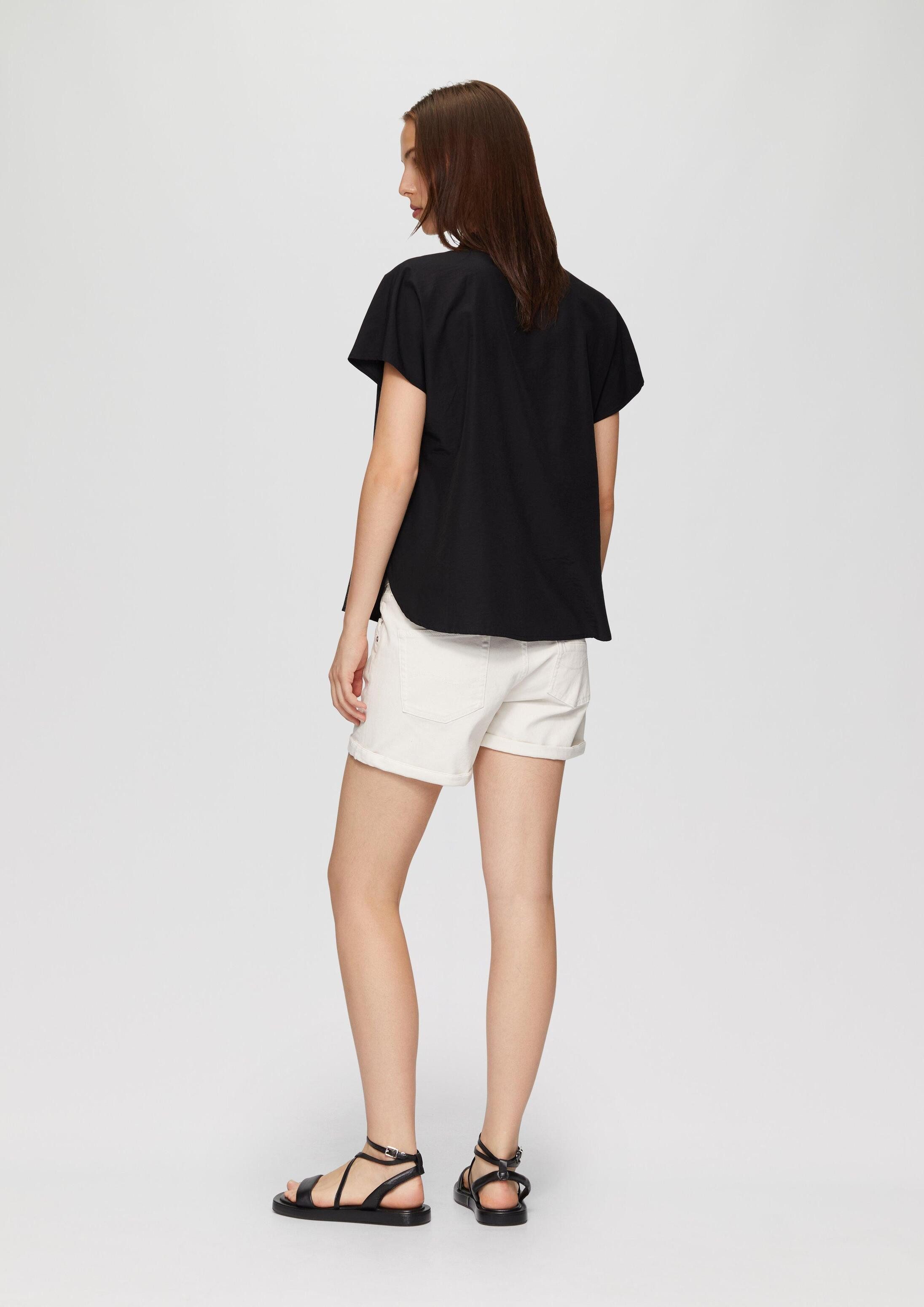 QS Kurzarmbluse Bluse Blusenshirt aus Popeline