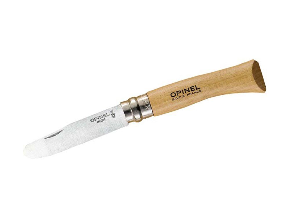 Opinel Taschenmesser Opinel No 07, Kindermesser, rostfrei, Buchenholzgriff, (das ideale Schnitzmesser für Kinder), Kindermesser mit abgerundeter Klinge