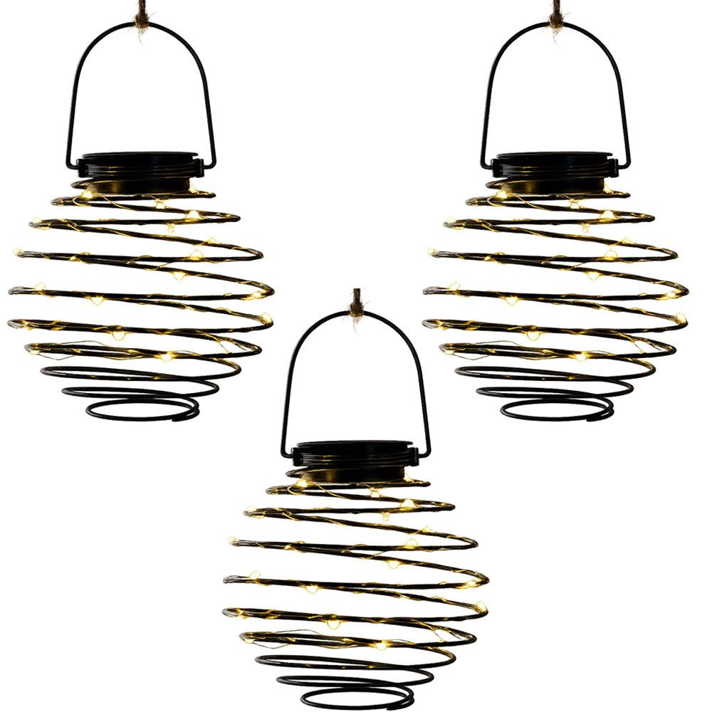 Expo Börse LED Solarleuchte, LED-Leuchtmittel fest verbaut, Warmweiß, LED Solarleuchte Bienennest Solarlampe Spirale Außenleuchte 3er Set