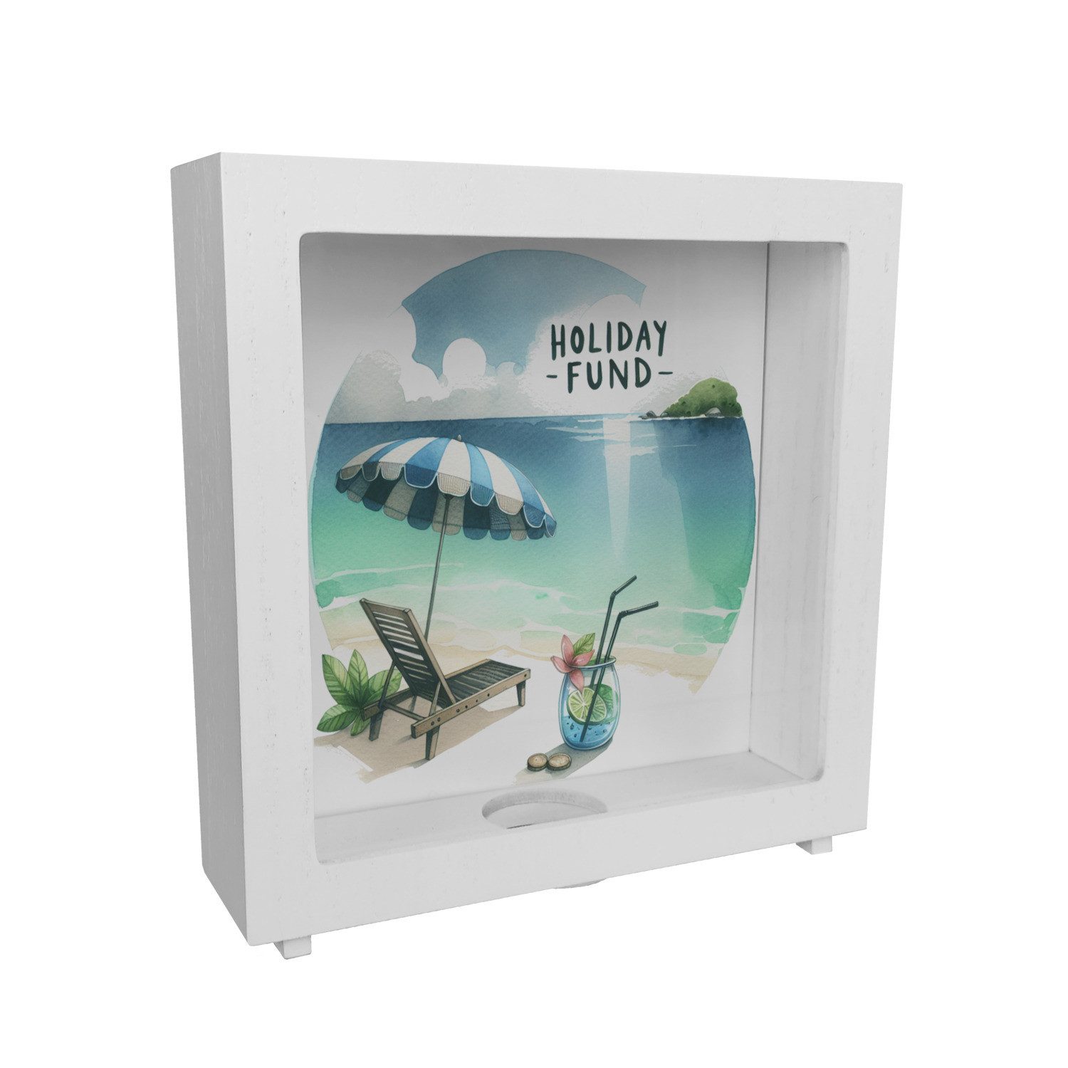 Spardose Strandurlaub Urlaubskasse Rahmen Spardose aus Holz mit Spruch Holiday