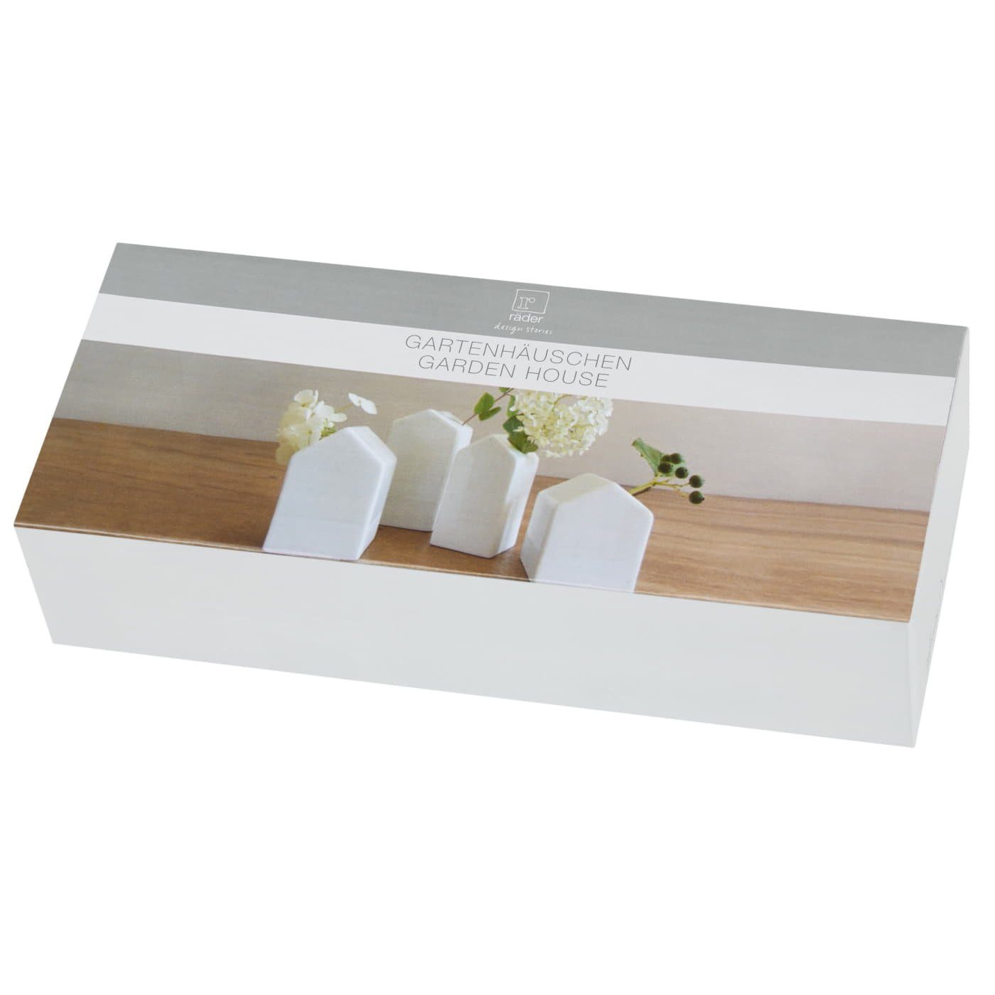 Dekovase Dekovasenset aus Porzellan Höhe: 5.5-8.5cm (4er-Set, 4 St), Gartenhäuschen im 4er Set