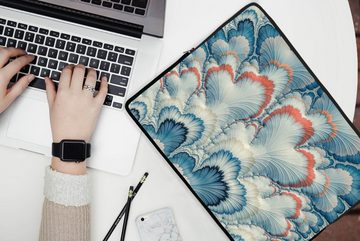 MuchoWow Laptop-Hülle Ein weiß-blaues Blumenmuster 15 Zoll, Schutzhülle für laptop, weiches Innenfutter zum Schutz vor Kratzern
