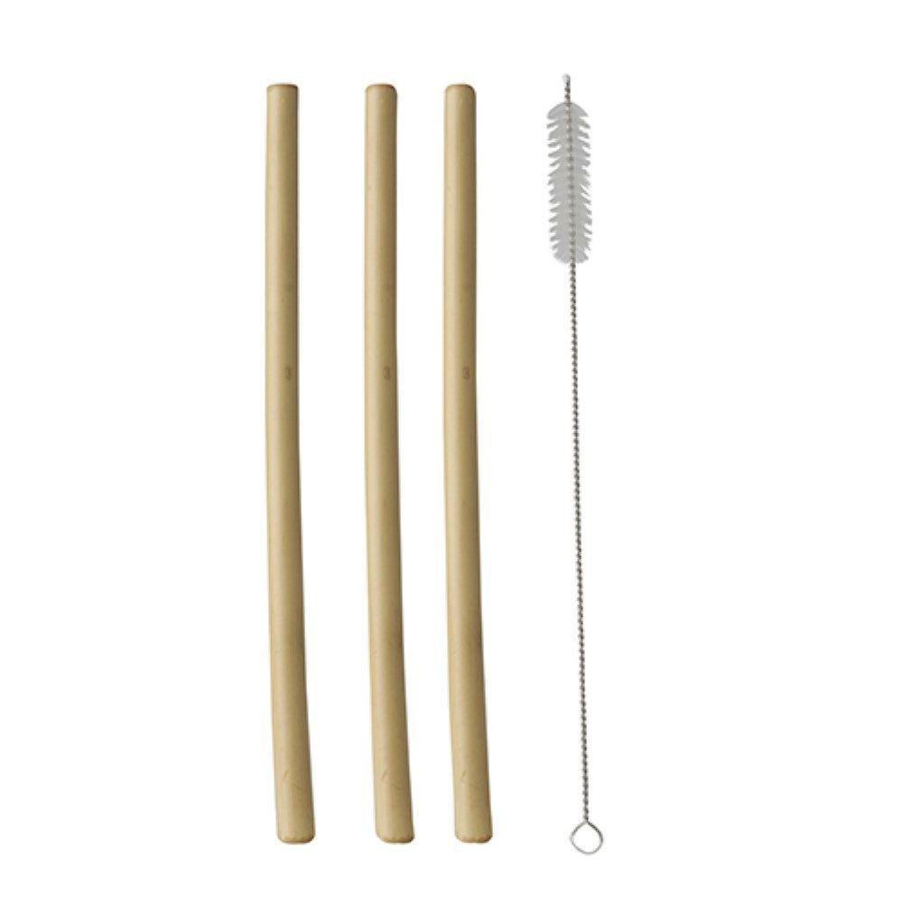 Trinkhalme 12 Trinkhalme, Bambus "pure" 23 cm inkl. Reinigungsbürste