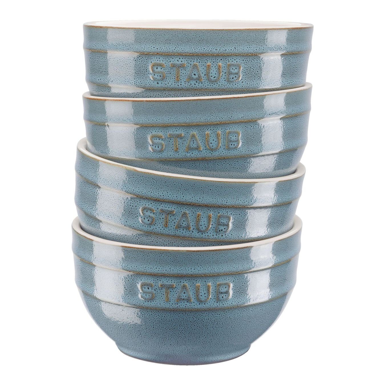 4-tlg (4-tlg) Servieren, 0,7 Keramik, Schüssel Keramik Liter Staub Schüsselset,Schüssel 14 Zubereiten Antik-Türkis Ceramique und Staub cm