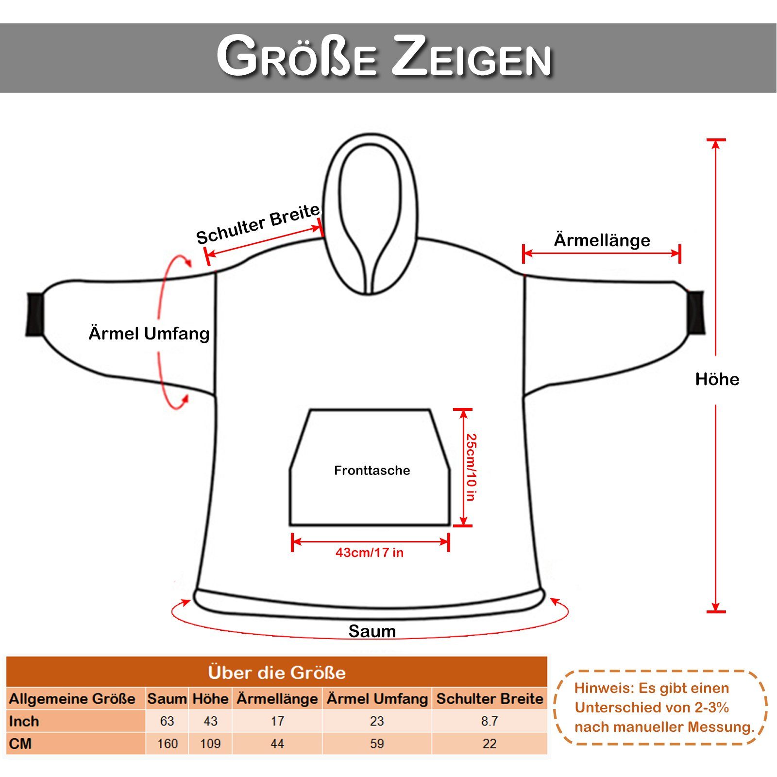 Rosnek Heizdecke Cartoon-Muster, tragbarer Hoodie, für Kinder Weihnachtsgeschenke, mit Ärmeln und Tasche, allgemeine Größe