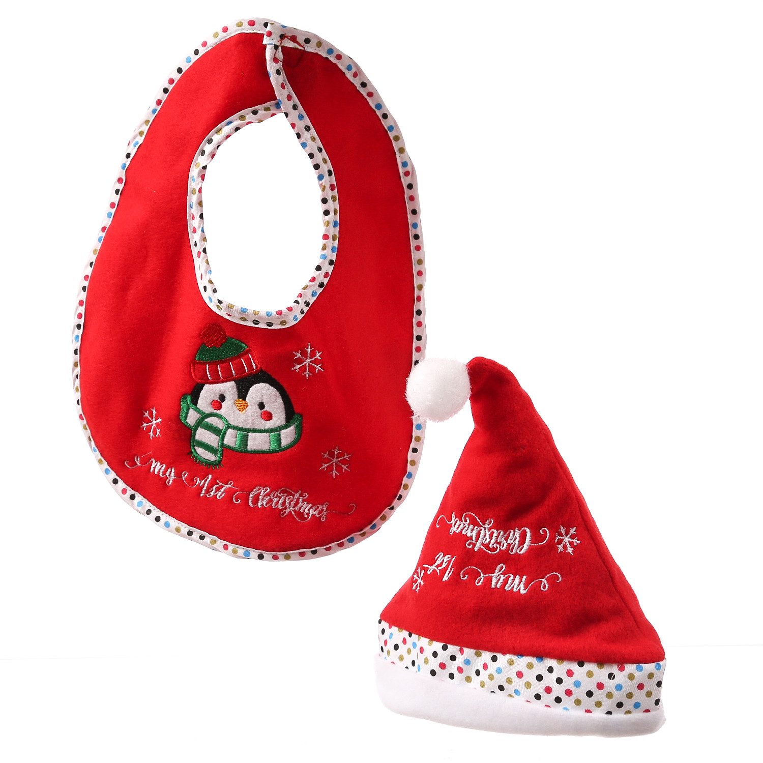 MARELIDA Lätzchen Babyset Weihnachtsmütze Lätzchen Geschenkset mein erstes Weihnachten, (1-St)