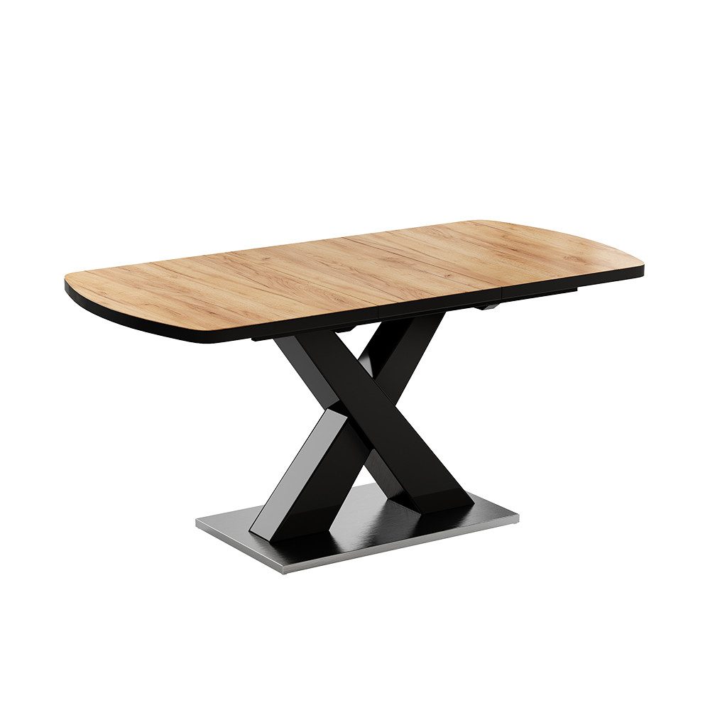 Vicco Esstisch Chinto, Schwarz/Eiche rustikal, 120 x 80 cm ausziehbar günstig online kaufen