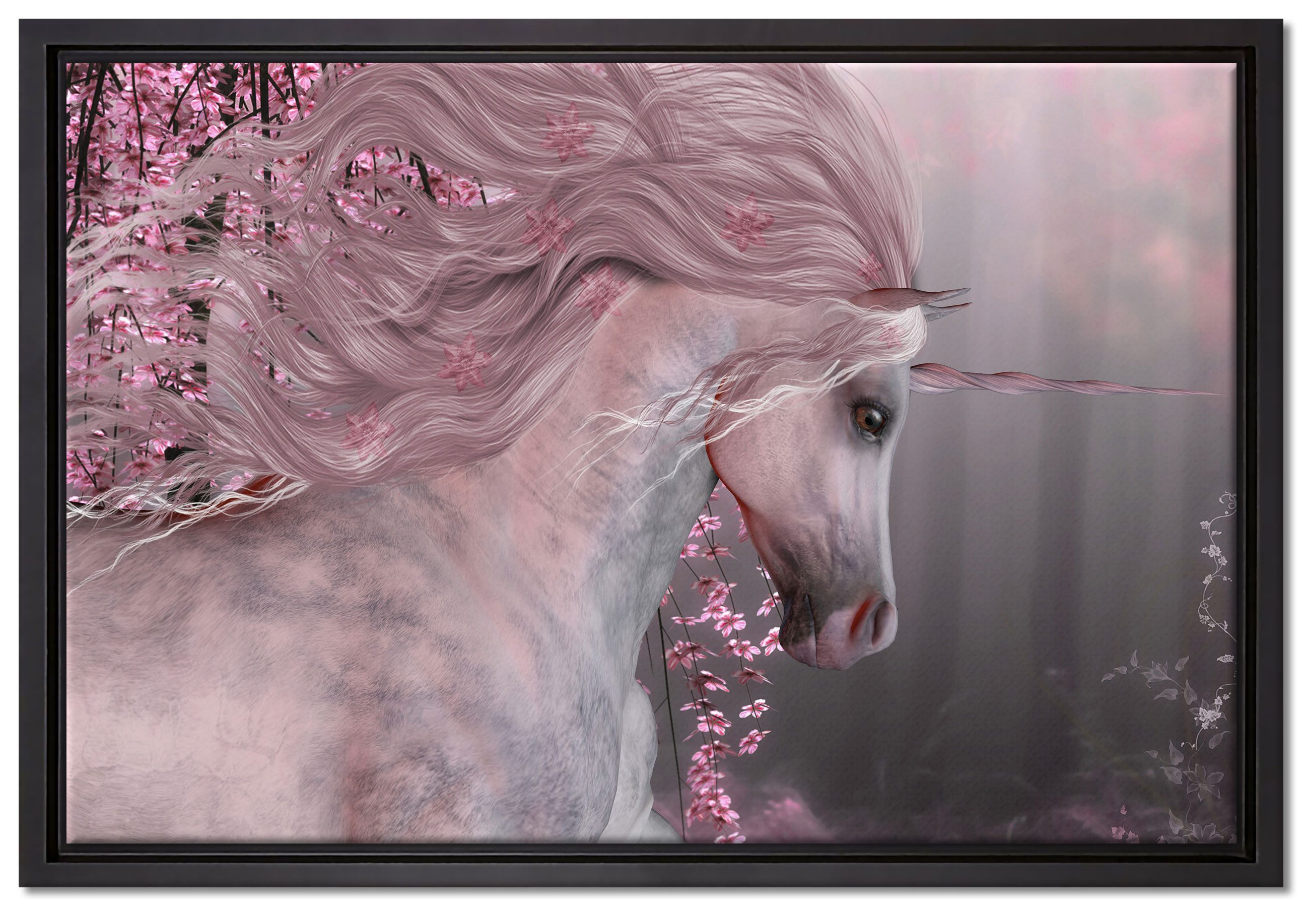 Pixxprint Leinwandbild wunderbares Einhorn, wunderbares Einhorn (1 St), Leinwandbild bespannt, im Schattenfugenrahmen, inkl. Zackenaufhänger