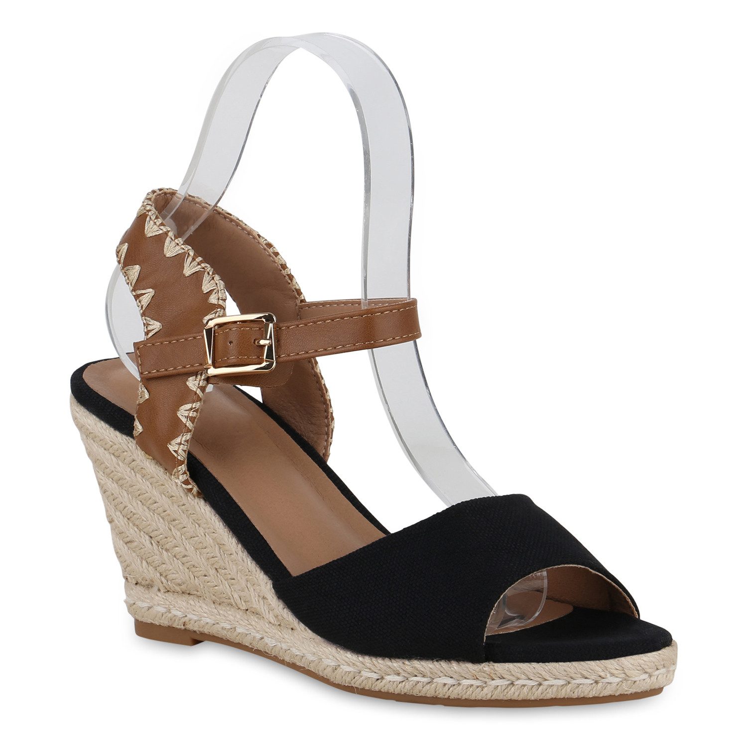 VAN HILL 841106 Keilsandalette Damen Keilsandaletten Сандалети Keilabsatz Bast