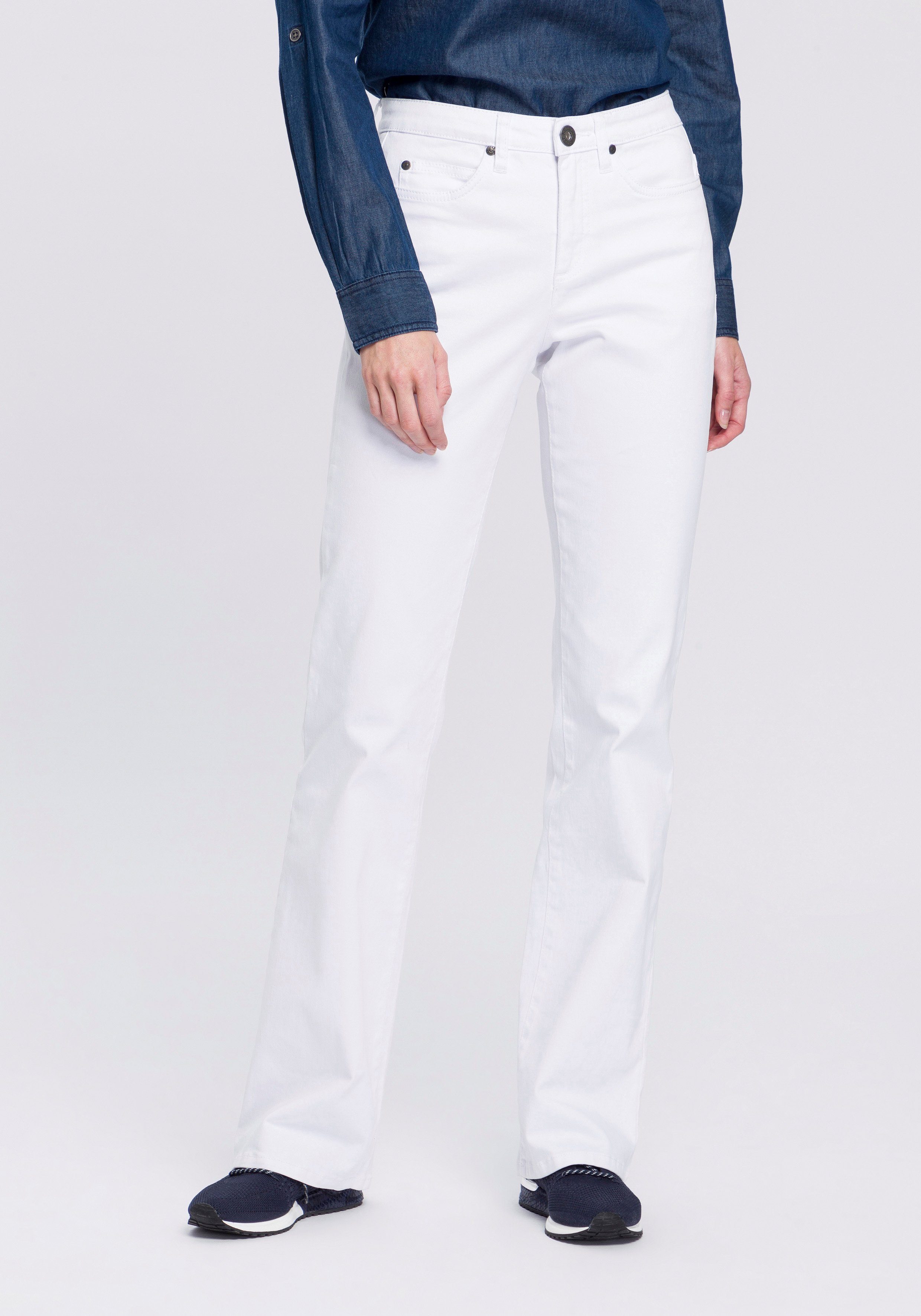 Bootcut-Jeans Waist Arizona Comfort-Fit High white