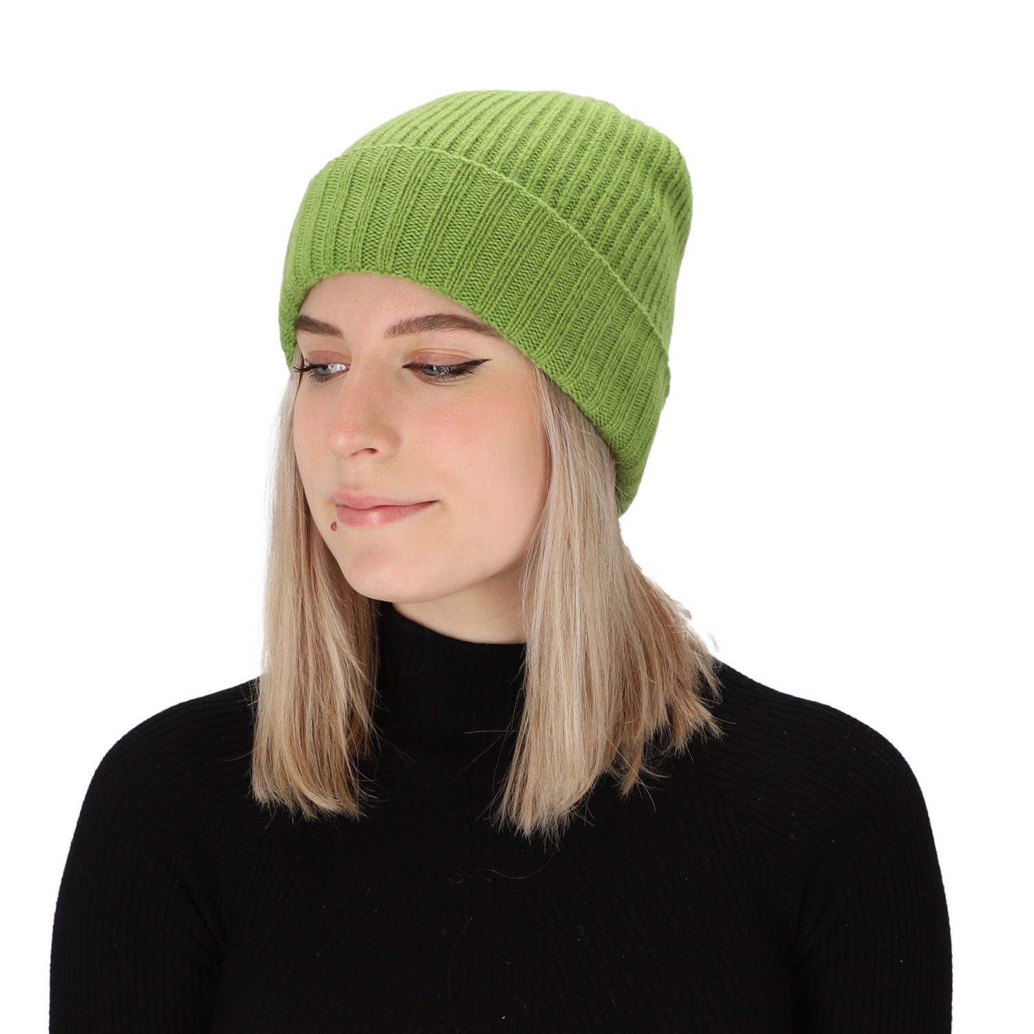 Strickmütze Rippstrickmütze Wolle/Kaschmir