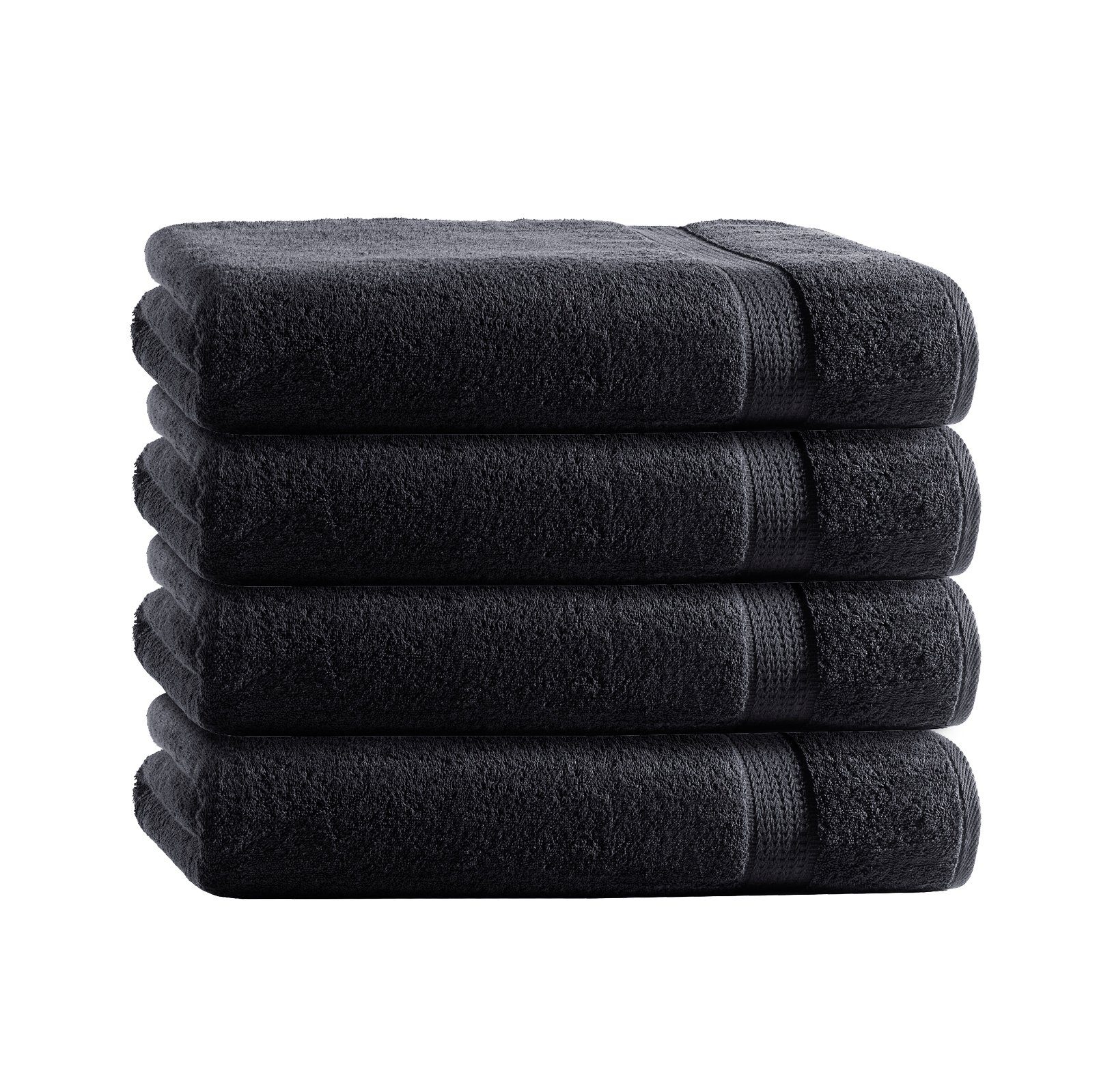 4er Gästehandtücher 100% Schwarz 500 Frottee Gästehandtuch TRENDBUY24 Aufhänger 30x50 (4-St), mit Set cm Gästetücher g/m², Baumwolle