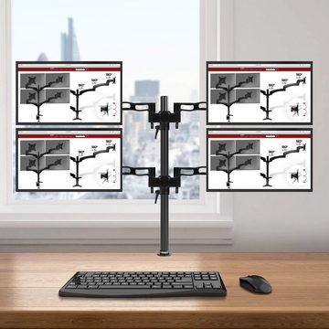 Duronic Monitorständer, (DM354 Monitorarm, Monitor Halterung 4 Bildschirme bis 27" Zoll, LCD LED Display Ständer bis 8 kg, Höhenverstellbar, Neigbar -15° bis +15°, Drehbar 360°, Monitorhalterung 4fach Arm VESA)