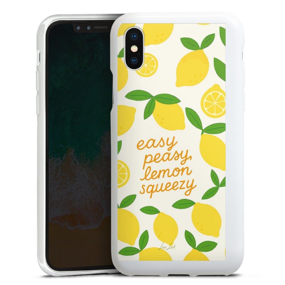 DeinDesign Handyhülle Zitrone Spruch Statement Easy Peasy Lemon Queezy, Apple iPhone X Silikon Hülle Bumper Case Handy Schutzhülle