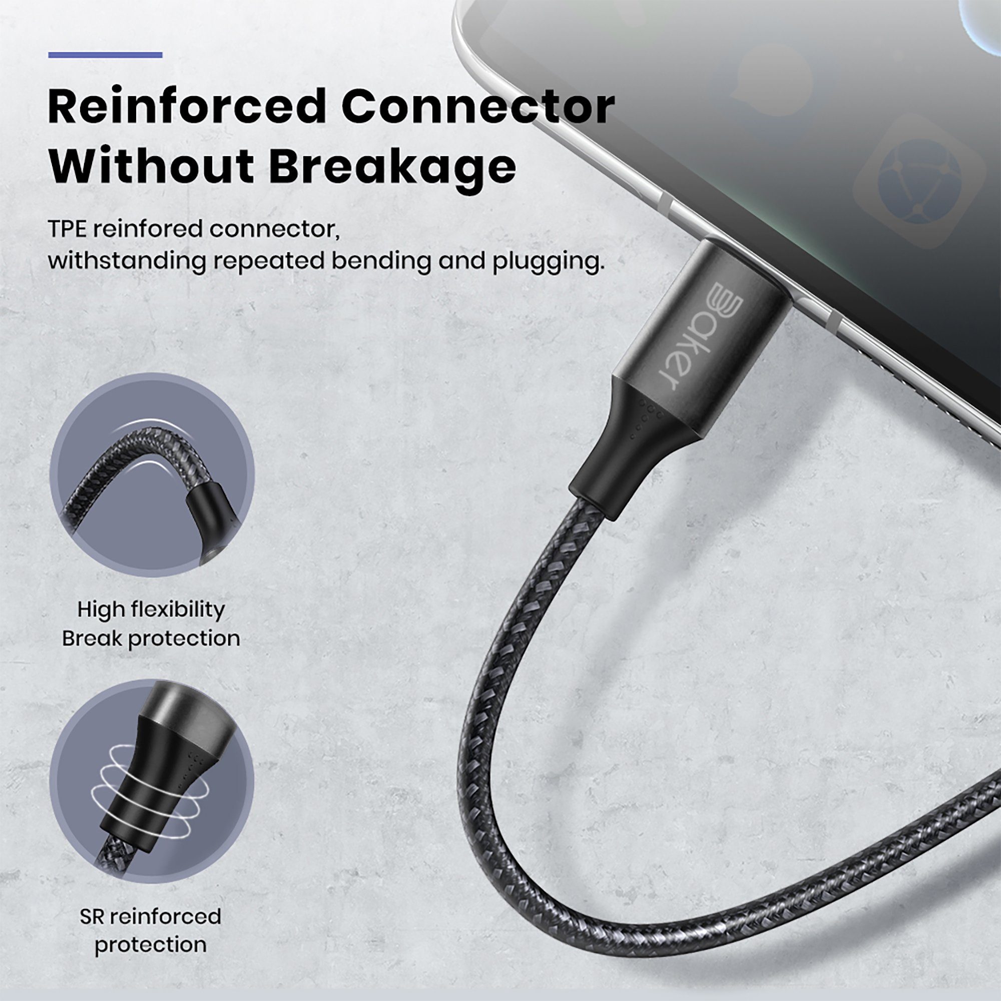 Baker AN10 USB-Kabel, USB-C, Standard-USB (100 cm), Synchronisieren, Aufladen