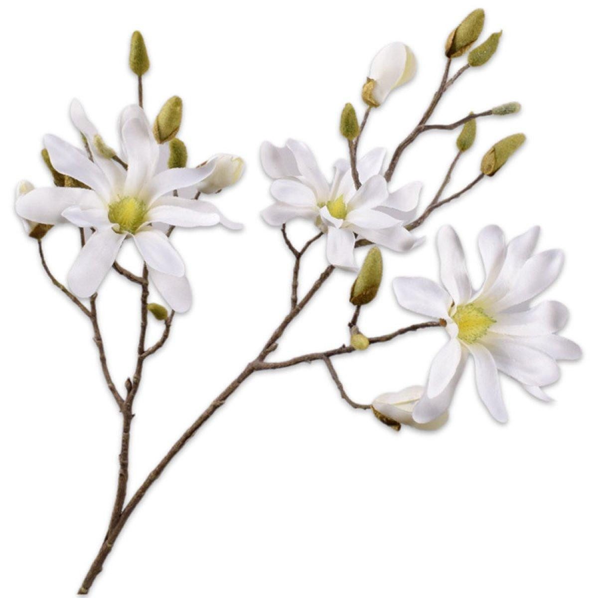 Künstliche Zimmerpflanze Seidenblume Magnolie Magnolia Spray White (116cm), SILK-KA