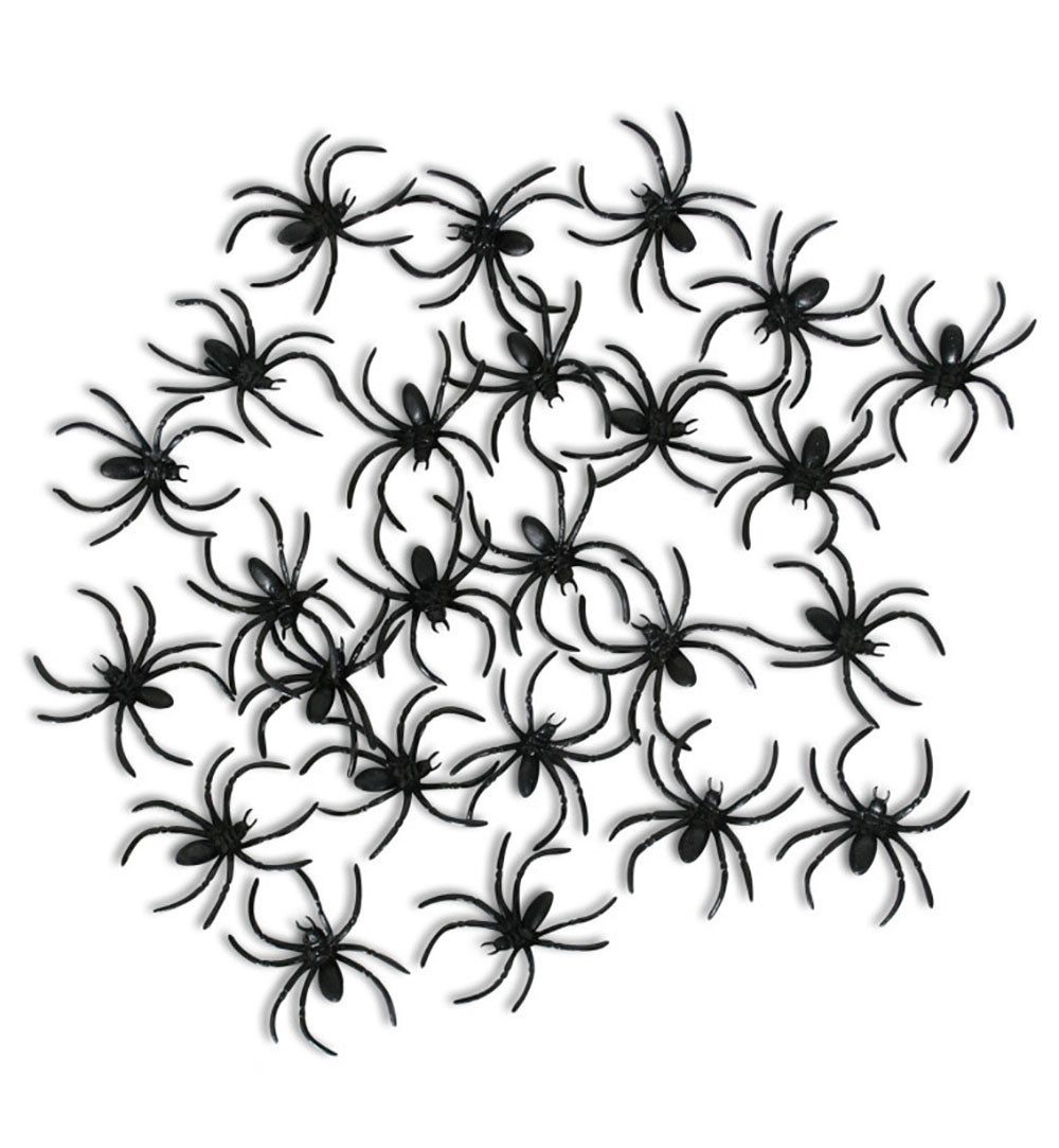 Fries Tierfigur 50 x Deko Kunststoff Spinnen Schwarz 4 cm Horror Halloween Karneval, Halloween Deko