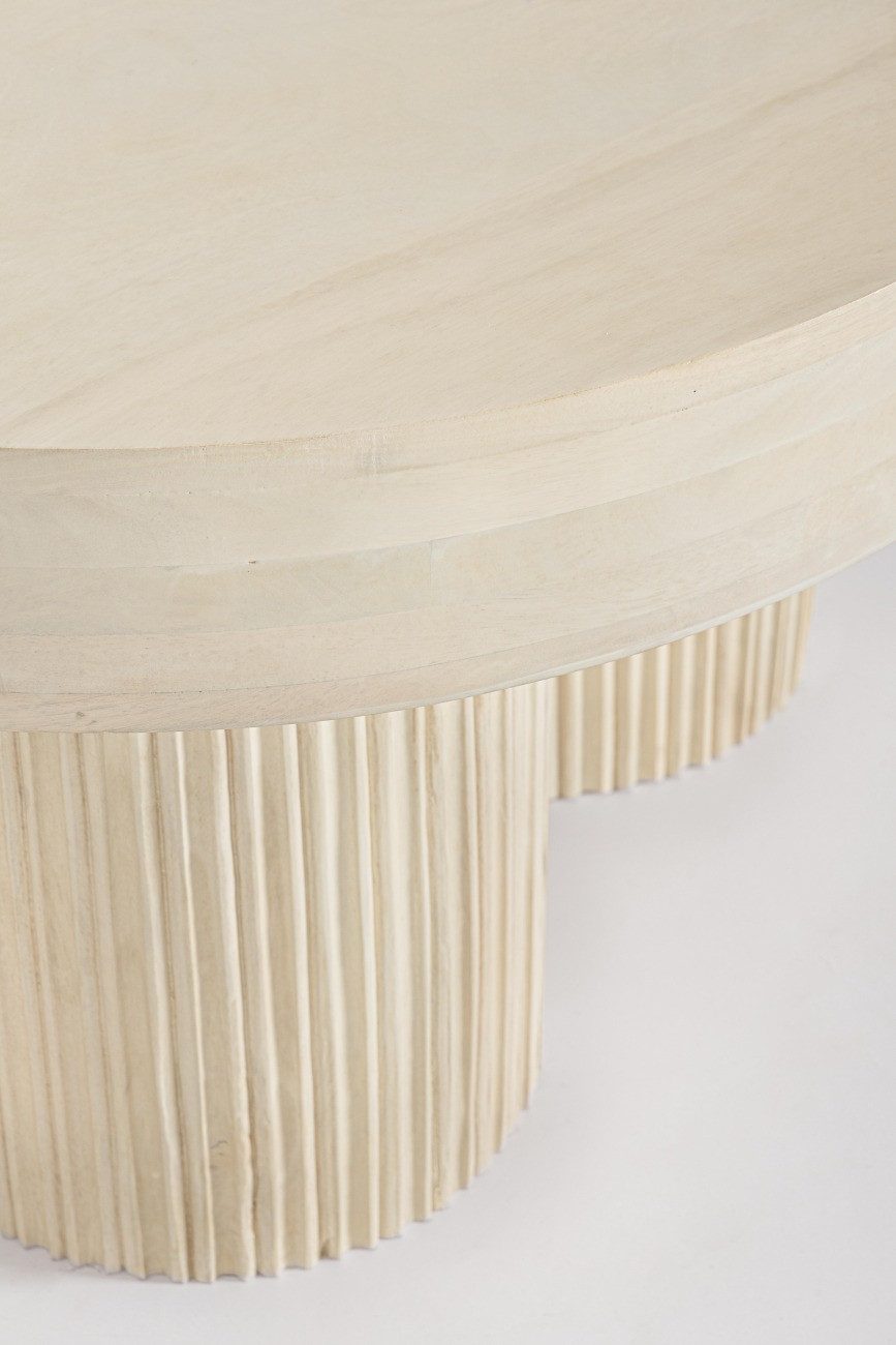 Feeling4Home Couchtisch Dacca aus Mangoholz Ø 75cm, Creme
