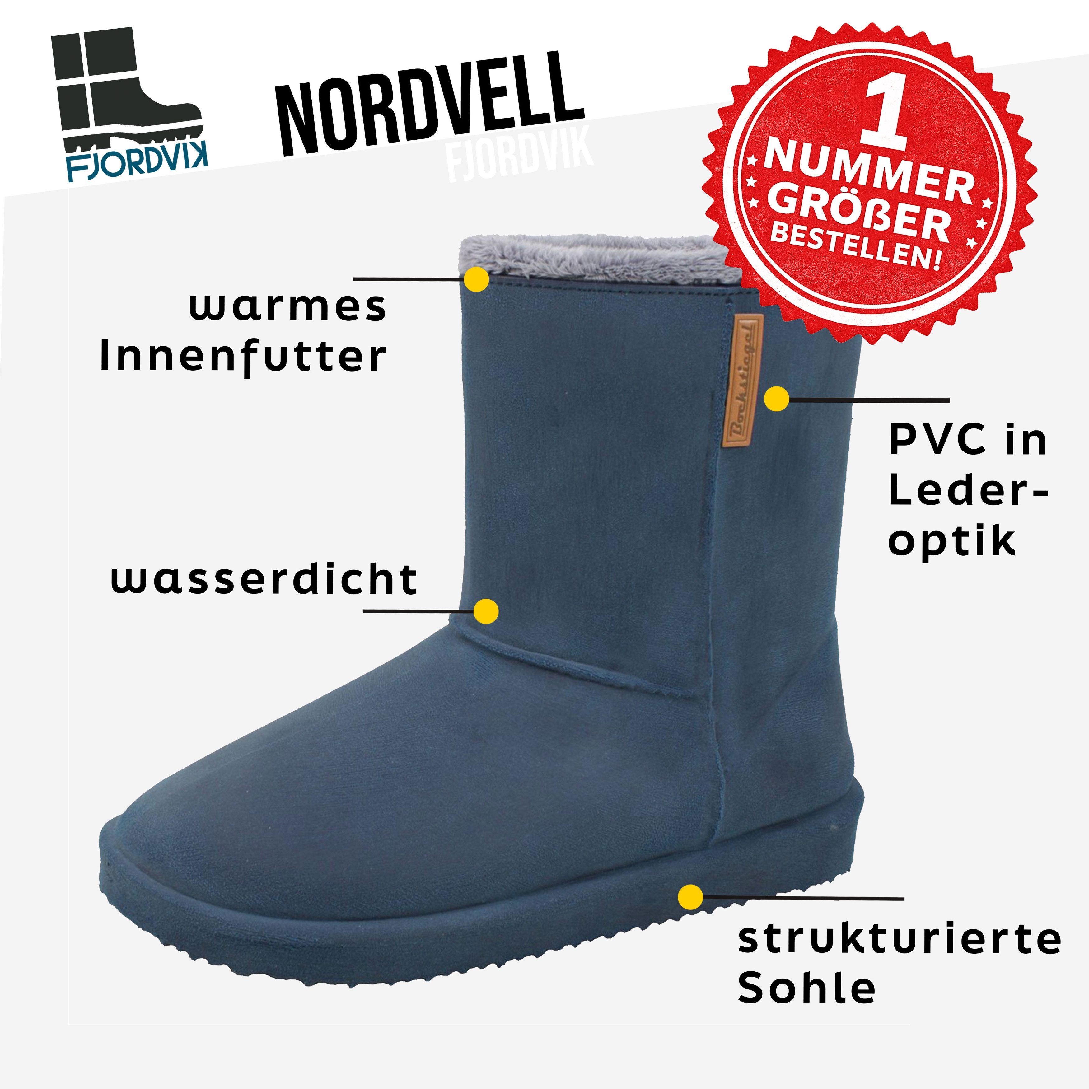 Fjordvik NORDVELL Damen-Winterstiefel – soft gefüttert Eisblau, Gr. 41 Gummistiefel (Warme Damenboots für nasse Stadtwege, Spaziergänge & Garten) Softes Warmfutter bringt Behaglichkeit auf Stadt- und Parkrouten