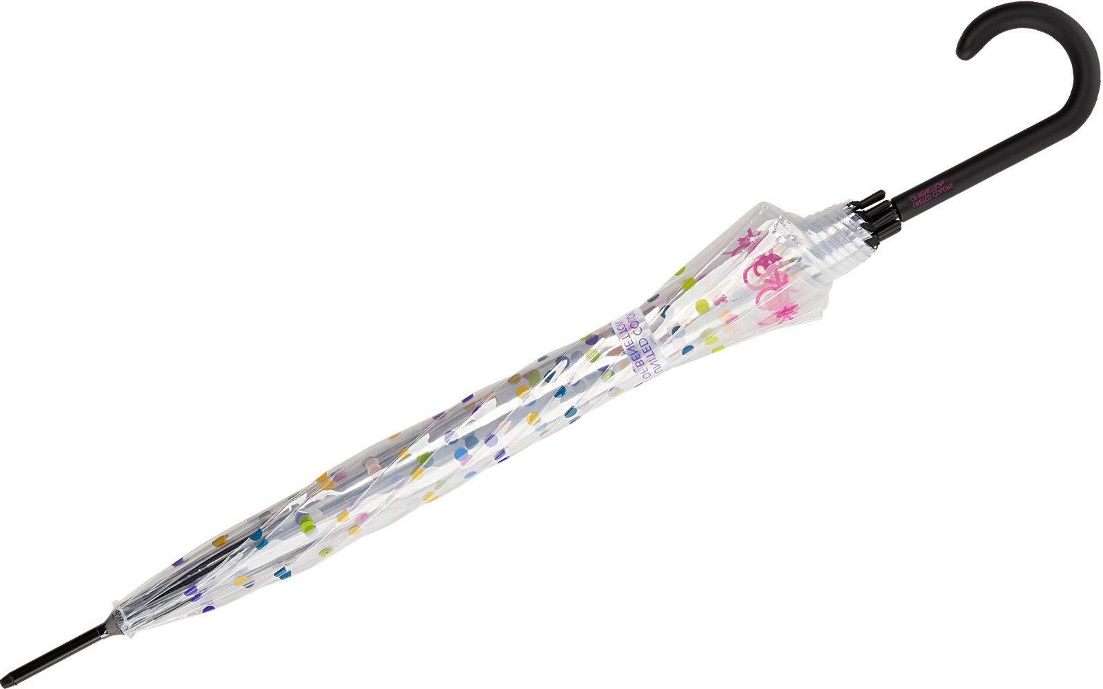 United Colors of Benetton Stockregenschirm Glockenschirm mit Automatik transparent-farbig, bedruckt mit bunten Punkten - Signature Dot