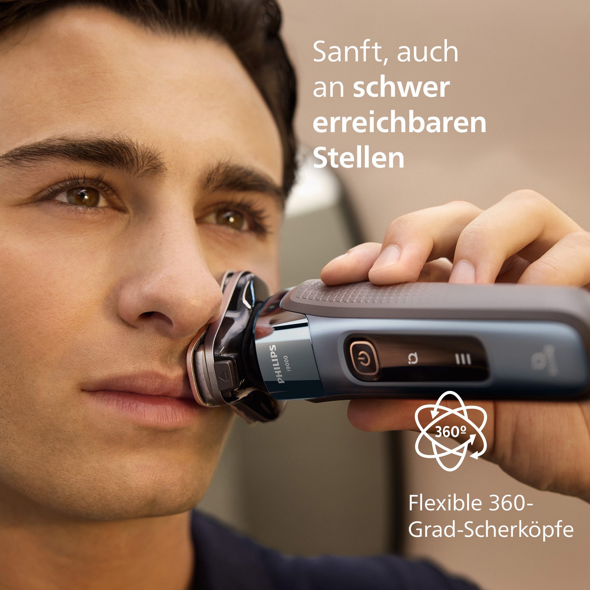 Philips Elektrorasierer Series i9000 X9001/10, integrierter Präzisionstrimmer, mit SkinIQ Technologie, inkl. Reiseetui – Bild 4 von 5