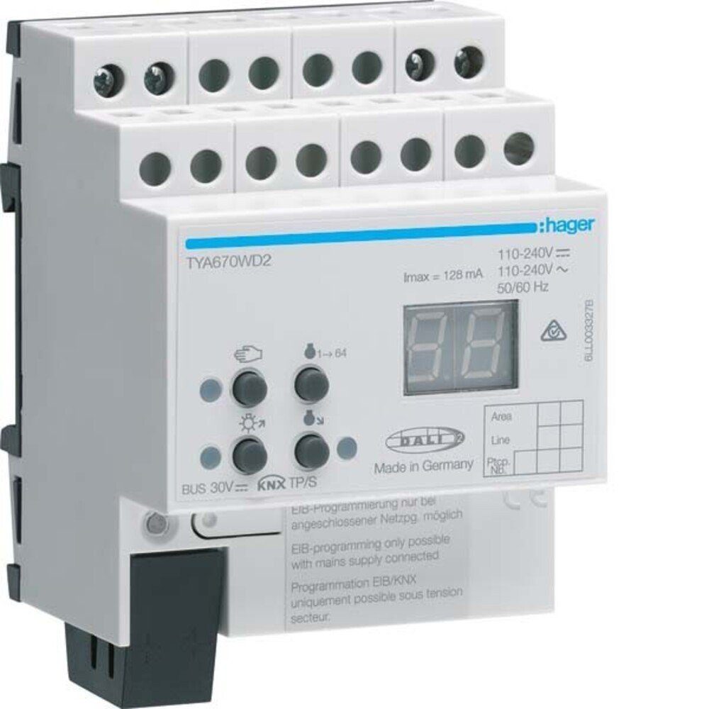 TYA670WD2 Gateway KNX/DALI Hager Hager Klemmen