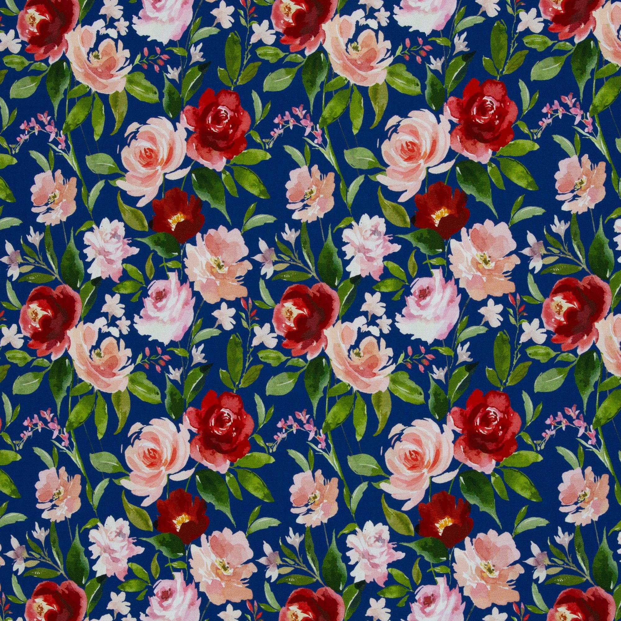 larissastoffe Stoff Jersey Stoff Baumwolljersey Swafing elastisch Blumen, Meterware, 50 cm x 150 cm
