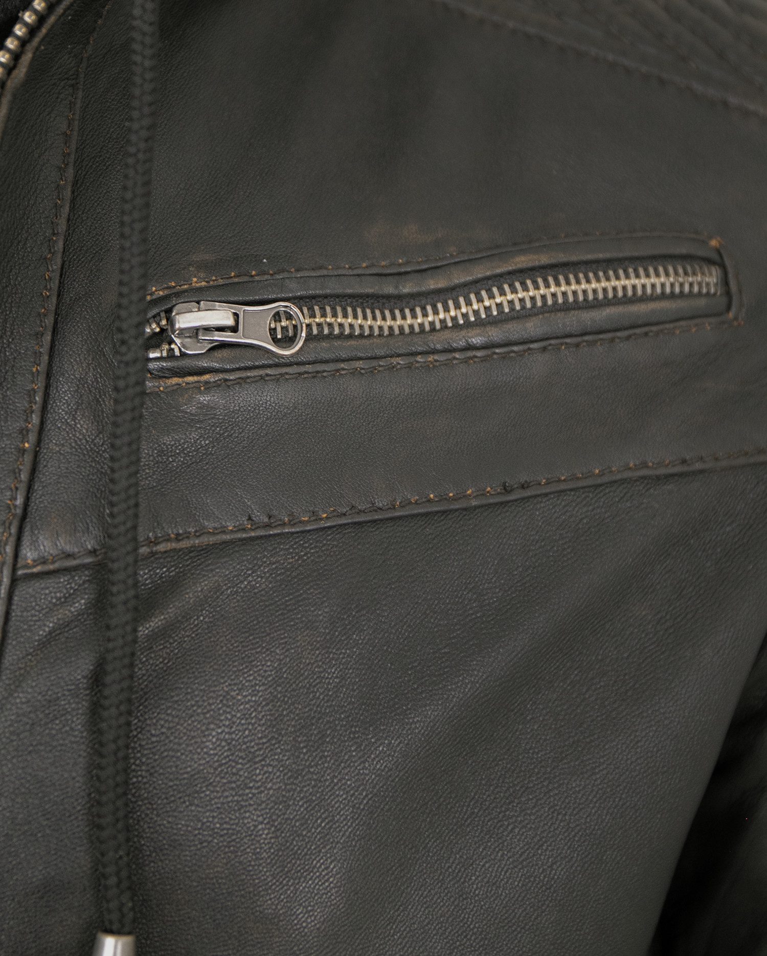 Redpoint Lederjacke Donald Redpoint - Herren Lederjacke Bikerjacke Kapuze Lammnappa schwarz antik