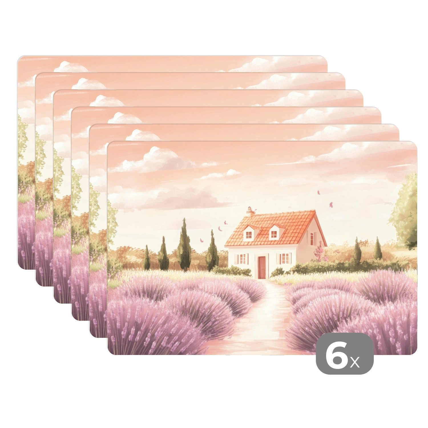 MuchoWow Platzset Lavendelfeld - Haus - günstig online kaufen
