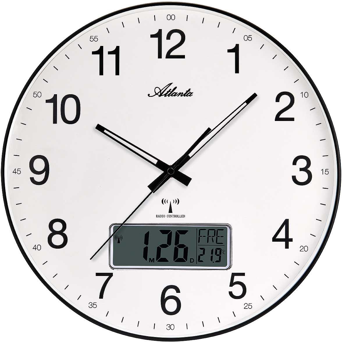 Atlanta Wanduhr moderne Funkuhr - Atlanta Modell: 4573