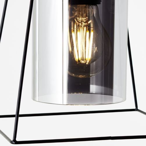 schwarz Leuchtmittel, Luxor, cm 174,5 Höhe, Metall/Glas, Pendelleuchte matt/rauchglas E27, ohne kürzbar, Brilliant