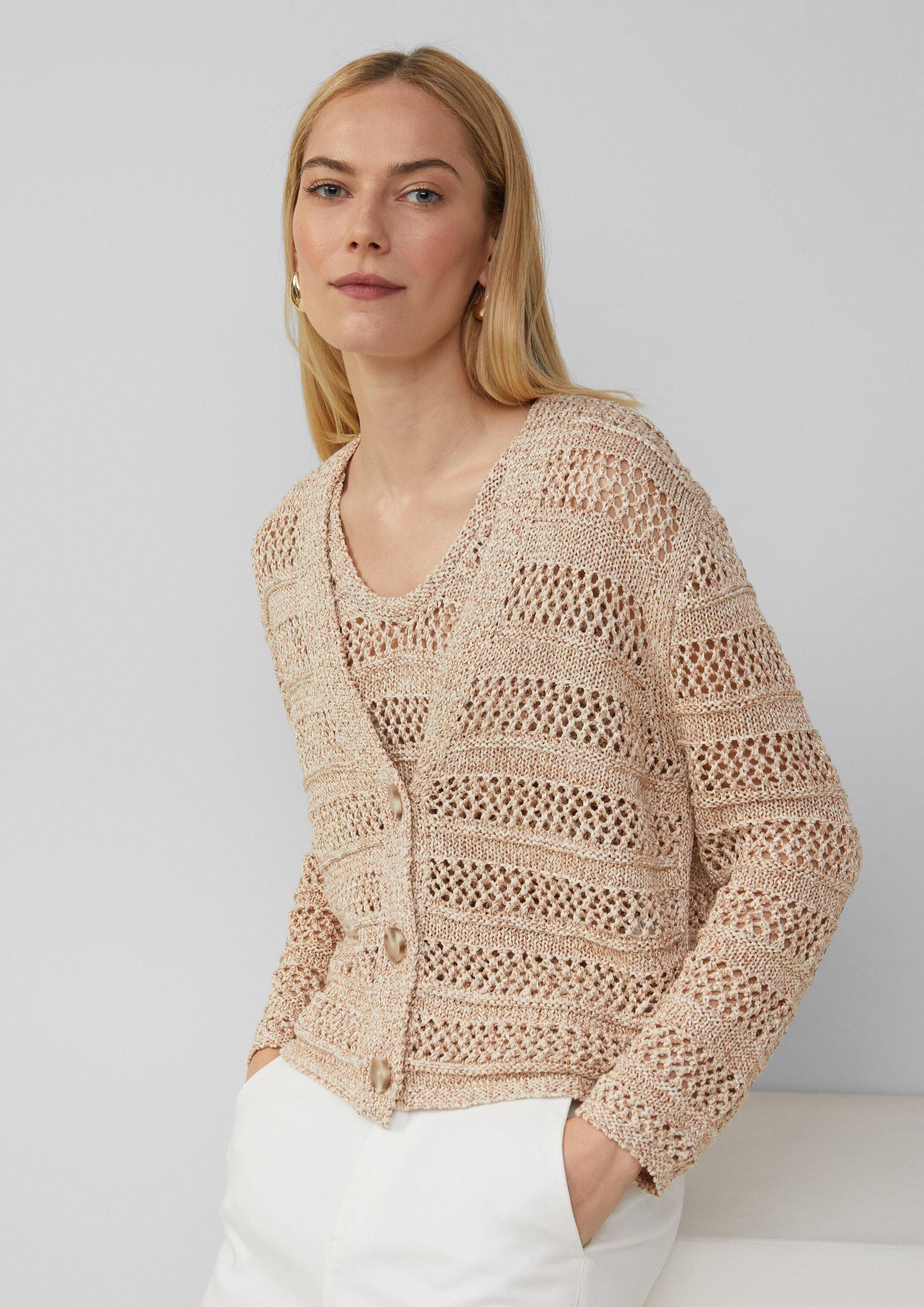 s.Oliver Cardigan Strickjacke Loose-Fit-Cardigan mit Ajourmuster günstig online kaufen