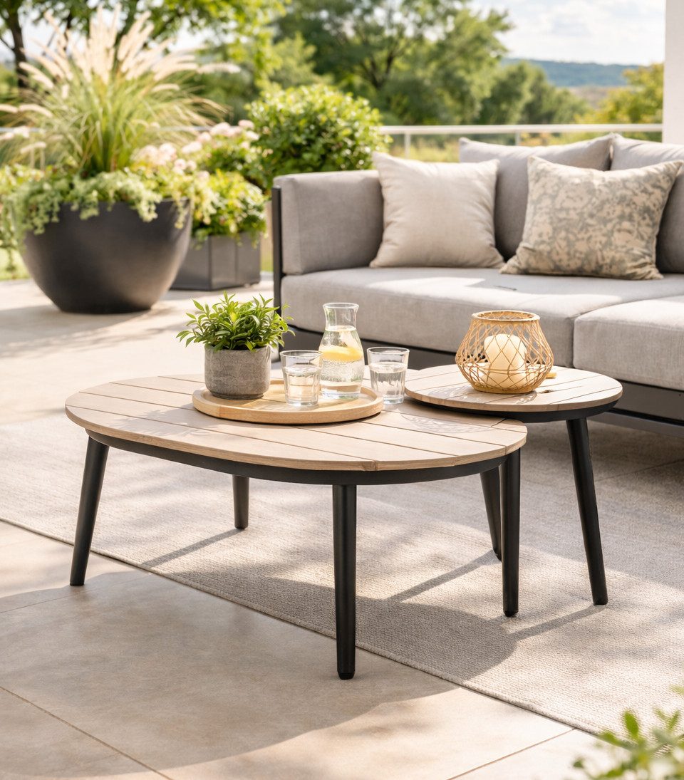 Garden Impressions Gartentisch Loungetisch Set Beistelltisch Kaffeetisch Margriet wetterfest Nonwood (Spar-Set, 2-St., 2er Set), pflegeleicht wetterfest stabil