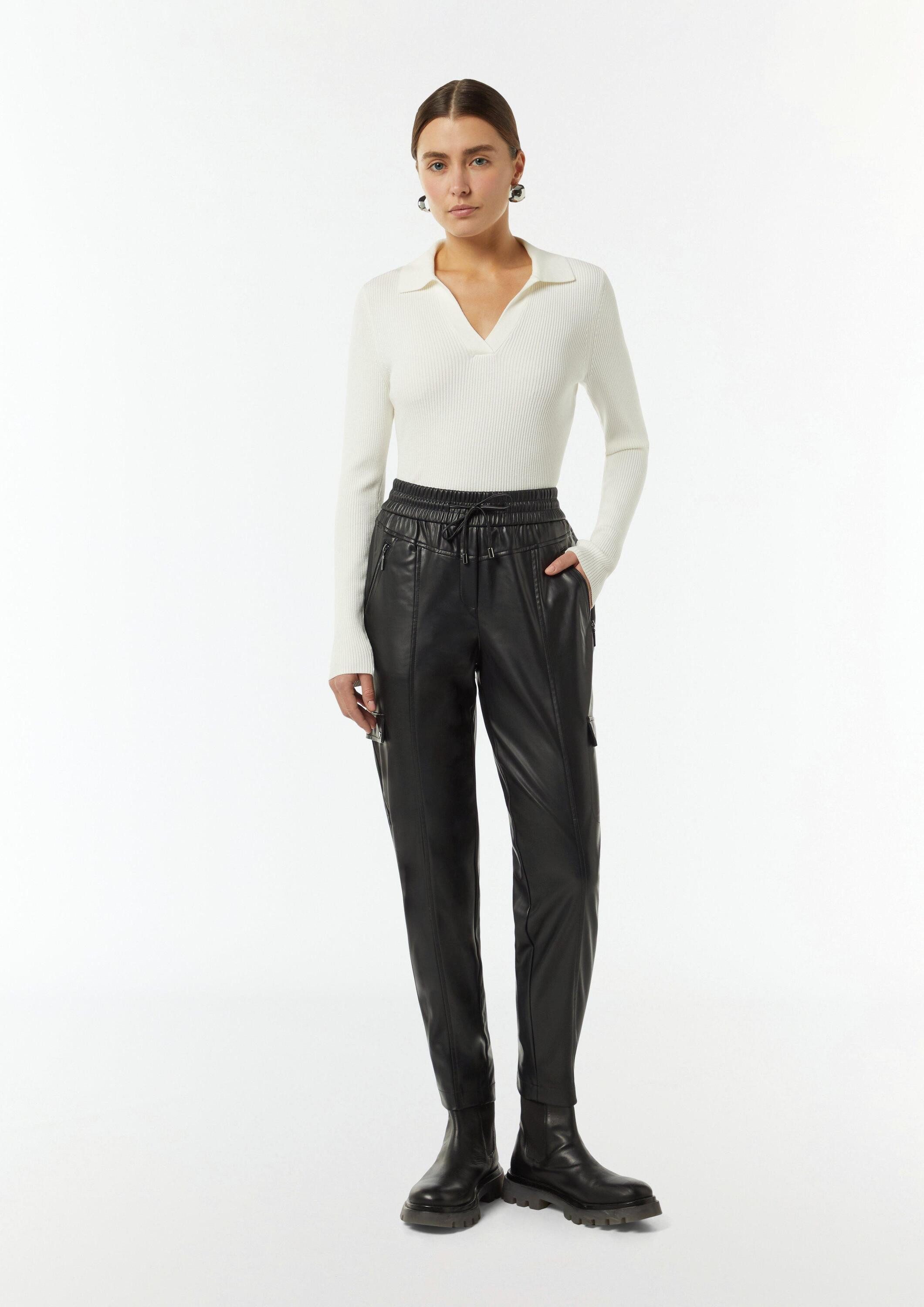 comma Chinos Hose Cargohose aus Lederimitat