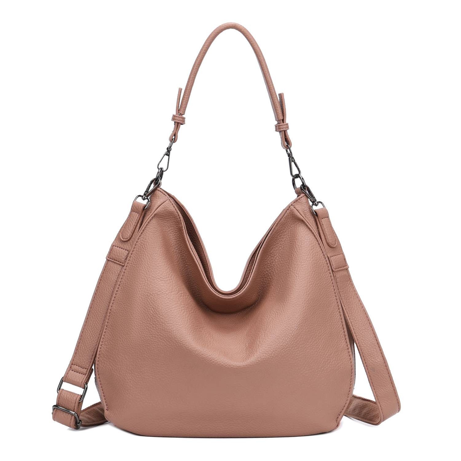 ITALYSHOP24 Schultertasche DAMEN TASCHE SHOPPER Hobo Cross Over Bag Reisetasche Umhängetasche, LEDER OPTIK Beuteltasche Cross body für Schule Reise Freizeit Urlaub