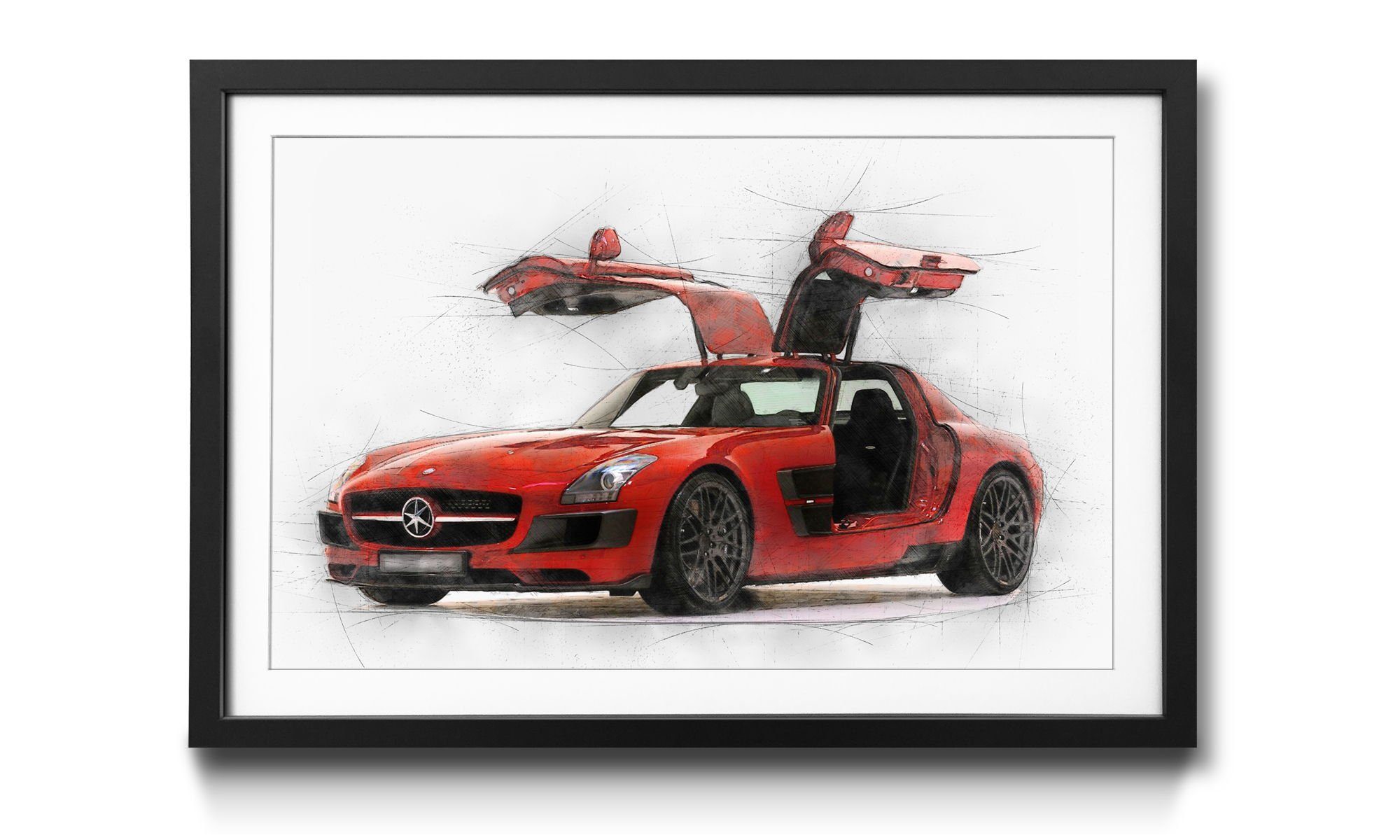 WandbilderXXL Größen Wandbild, Auto, Rahmen 4 Red Bild in mit Wings, erhältlich