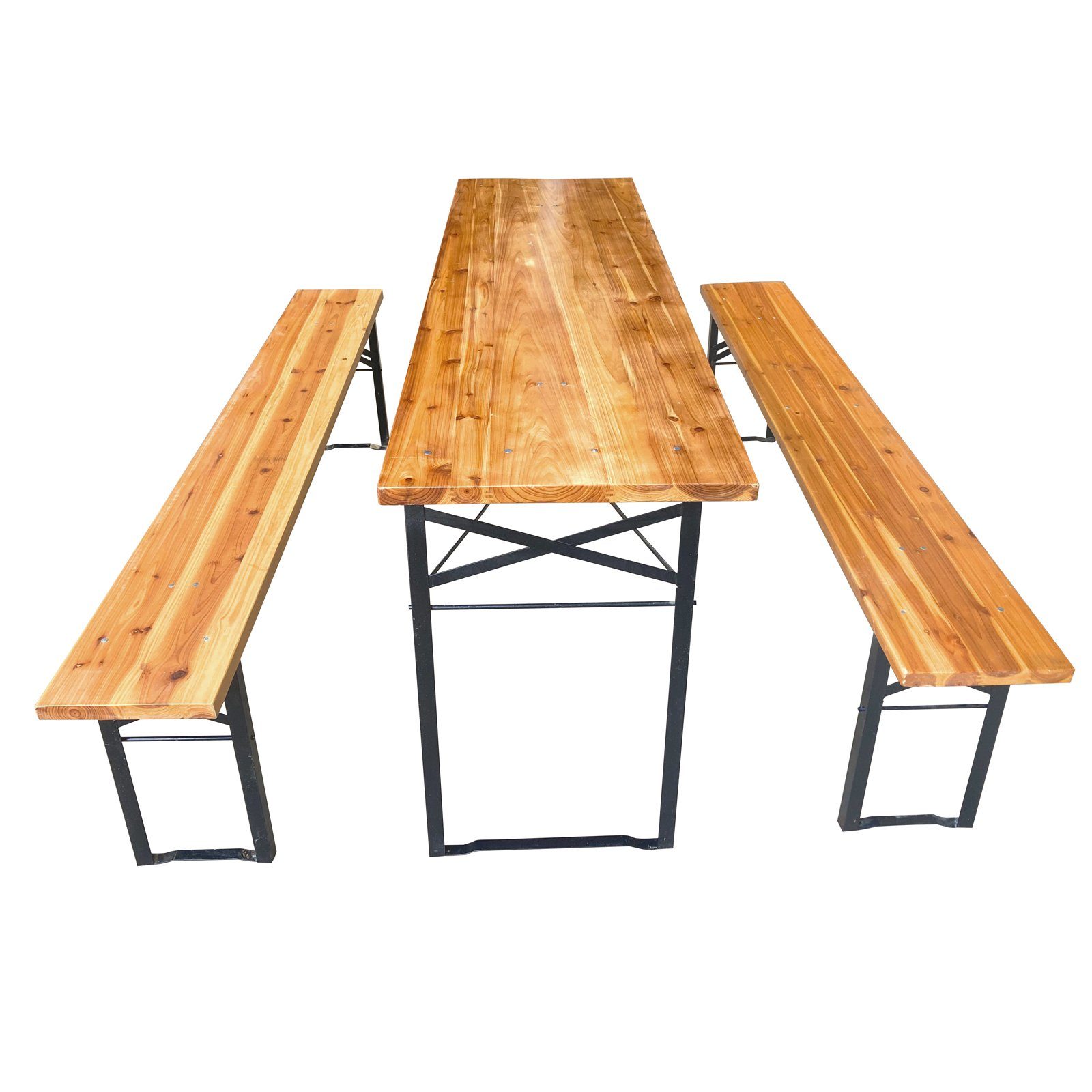 SVITA Bierzeltgarnitur, (Set), Klappbar, Biertisch und Bänke, Natur, Holz, Metall, Oktoberfest